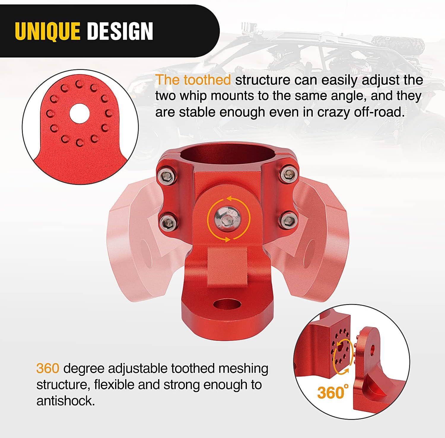 image:imageNilight 1PC UTV Flag Antenna Mount Whip Light Mounting Bracket Red Adjustable Heavy Duty for 15 to 175inch 175 to 2inch for Polaris RZR Ranger Can Am Maverick X3 Talon