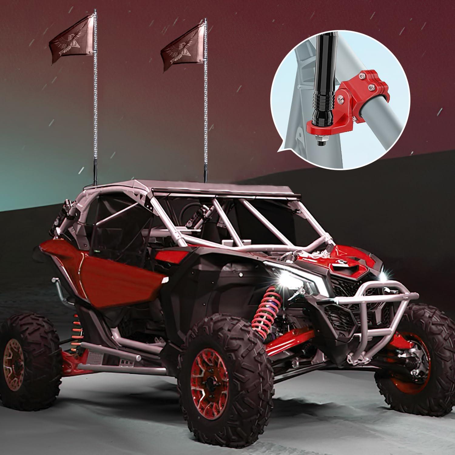 image:imageNilight 1PC UTV Flag Antenna Mount Whip Light Mounting Bracket Red Adjustable Heavy Duty for 15 to 175inch 175 to 2inch for Polaris RZR Ranger Can Am Maverick X3 Talon