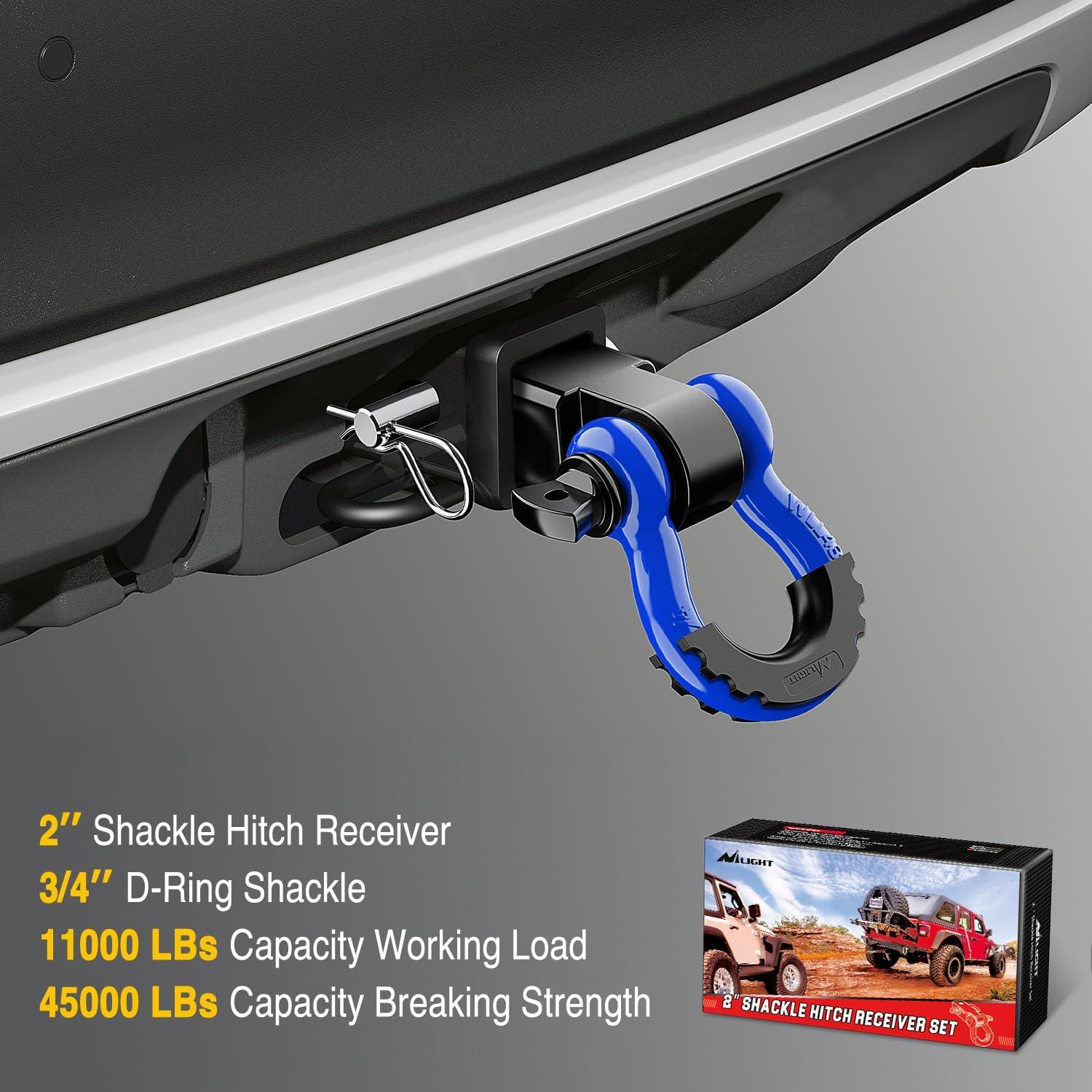 image:imageNilight 2Pcs BoltOn Tow Hooks with Spring Clip 10000LBS 2Pcs Black Forged Recovery Tow Hooks Compatible with Jeep Ford Dodge Chevy GMC Toyota Pickup TruckBlackBlue