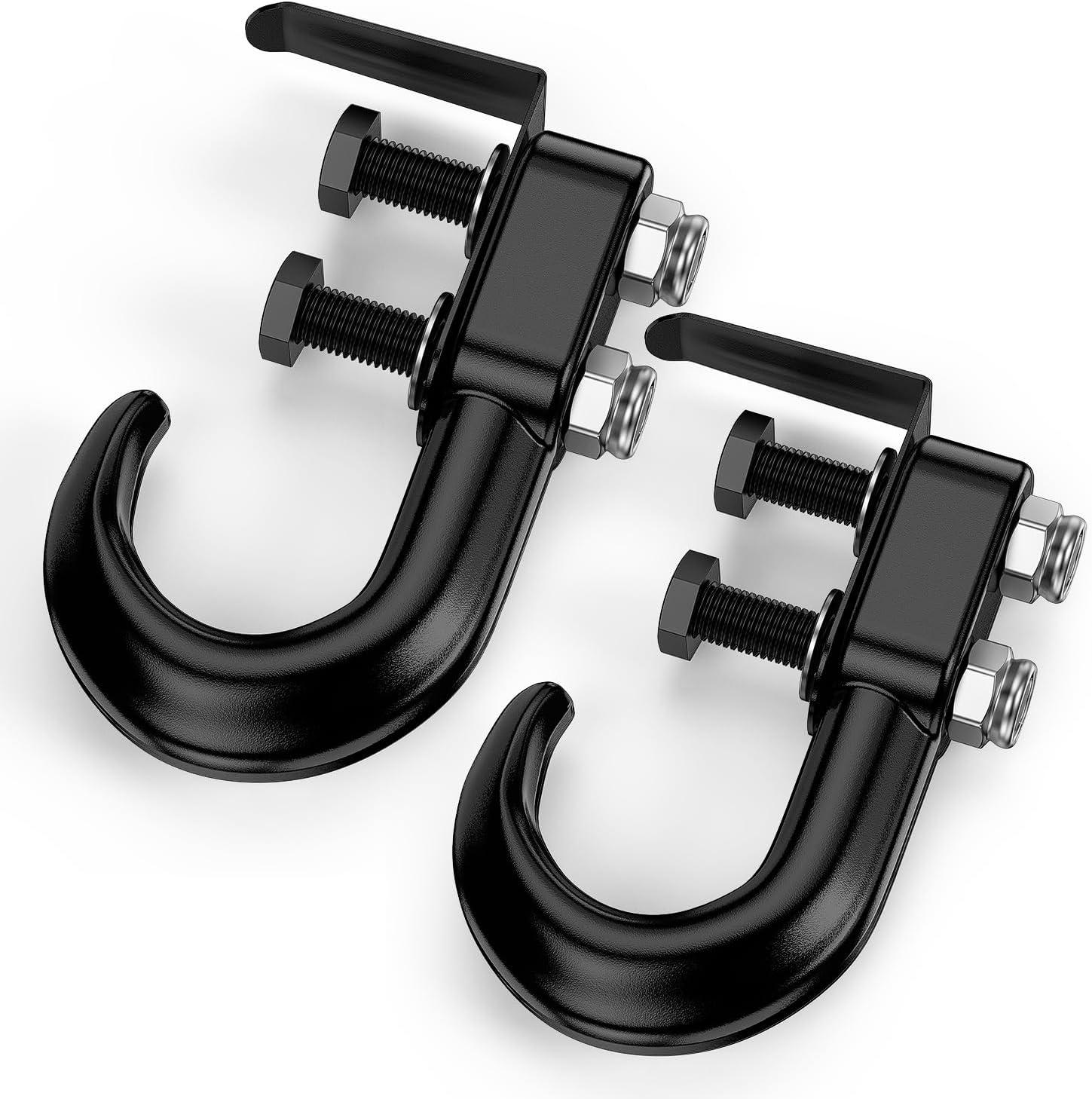 image:imageNilight 2Pcs BoltOn Tow Hooks with Spring Clip 10000LBS 2Pcs Black Forged Recovery Tow Hooks Compatible with Jeep Ford Dodge Chevy GMC Toyota Pickup TruckBoltOn Tow Hooks