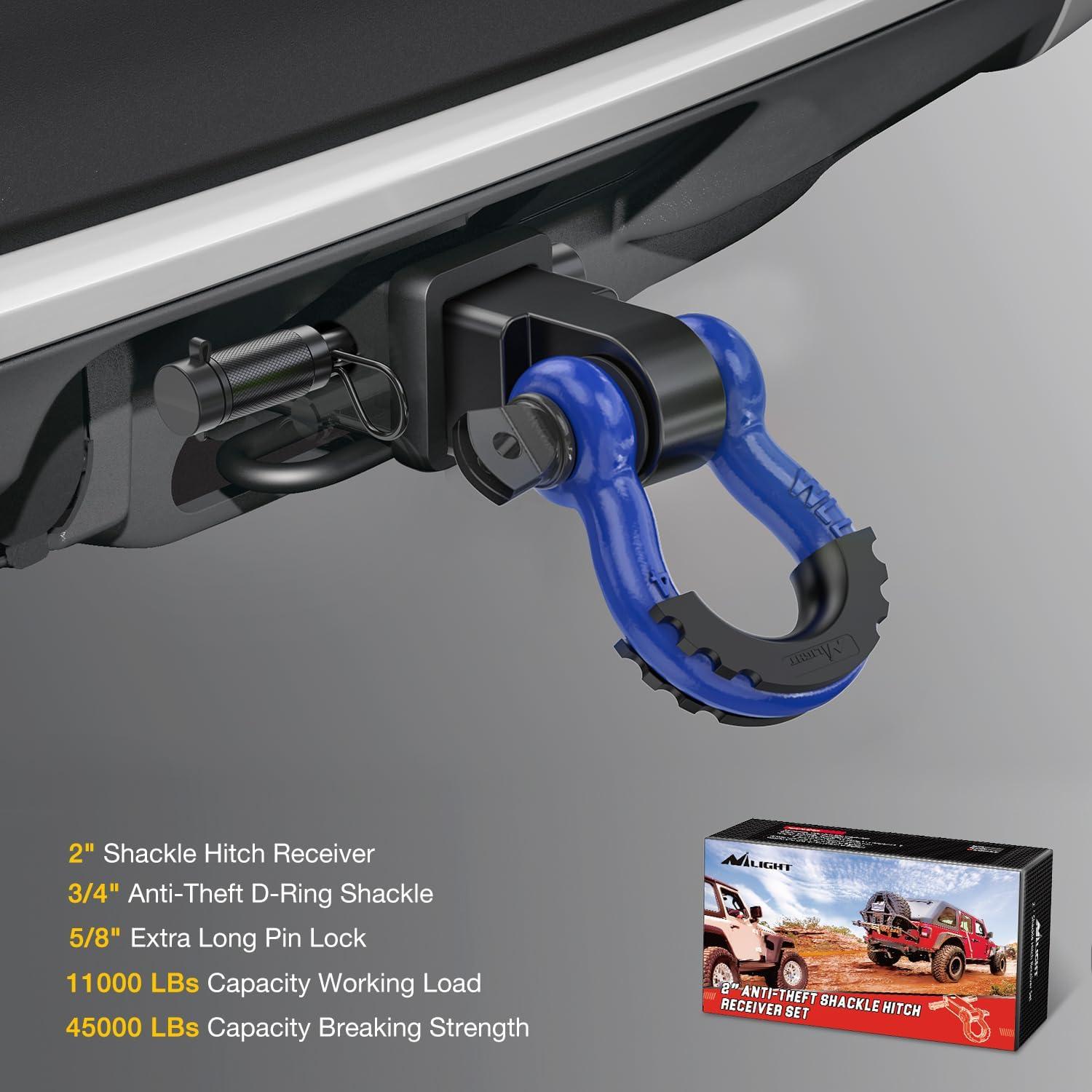 image:imageNilight 2Pcs BoltOn Tow Hooks with Spring Clip 10000LBS 2Pcs Black Forged Recovery Tow Hooks Compatible with Jeep Ford Dodge Chevy GMC Toyota Pickup TruckHitch w Lock Pin Black Blue
