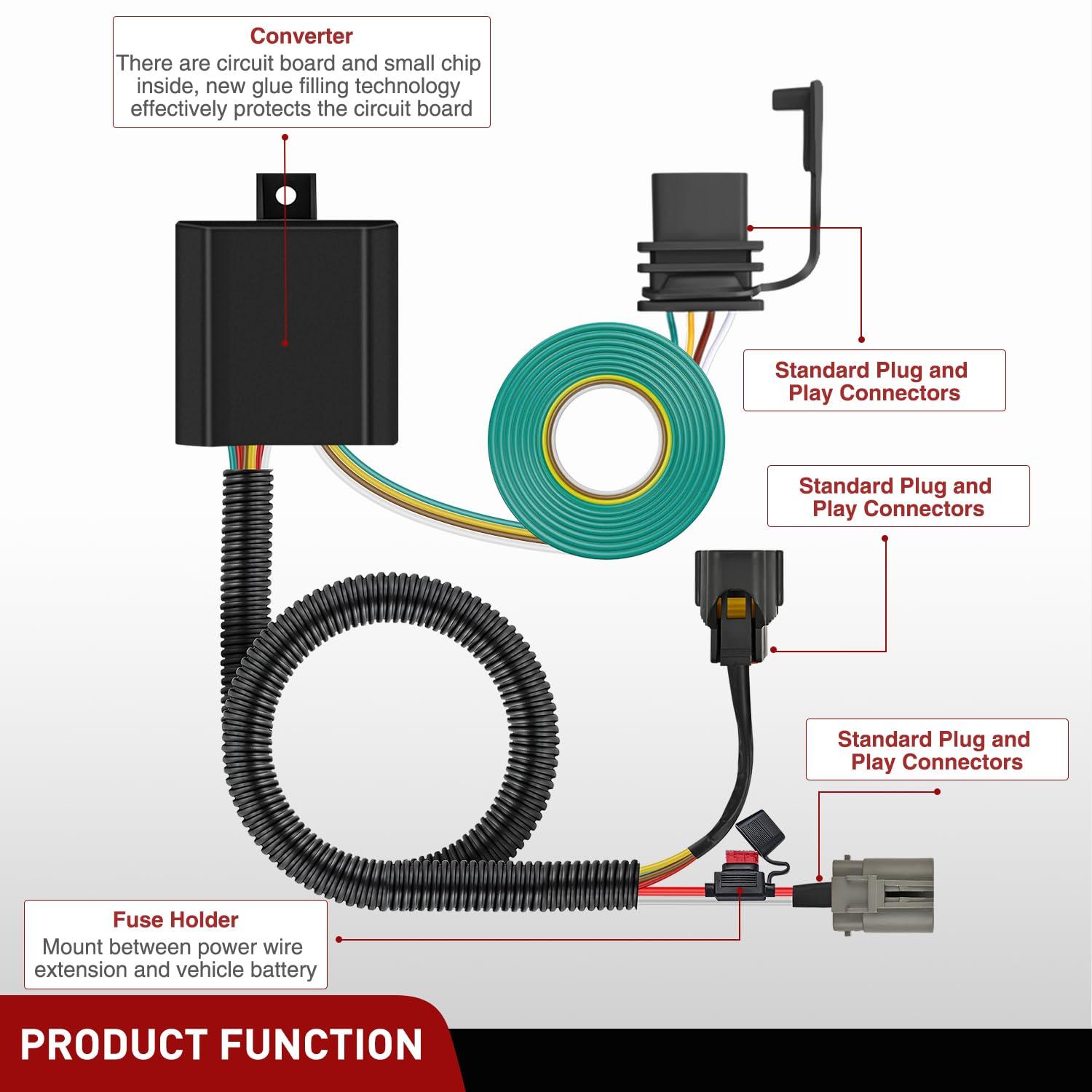 image:imageNilight 4 Pin Custom Trailer Wiring Harness Kit 56083 Compatible with Lexus 2010 2011 2012 2013 2014 2015 2016 2017 2018 2019 2020 2021 2022 2023 RX350 RX450h RX350L RX350hL Tow Package RequiredHyundai 20132018Kia 20152021