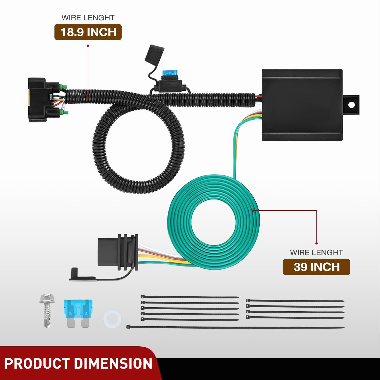 image:imageNilight 4 Pin Custom Trailer Wiring Harness Kit 56083 Compatible with Lexus 2010 2011 2012 2013 2014 2015 2016 2017 2018 2019 2020 2021 2022 2023 RX350 RX450h RX350L RX350hL Tow Package RequiredHyundai 20192024Kia 20202023
