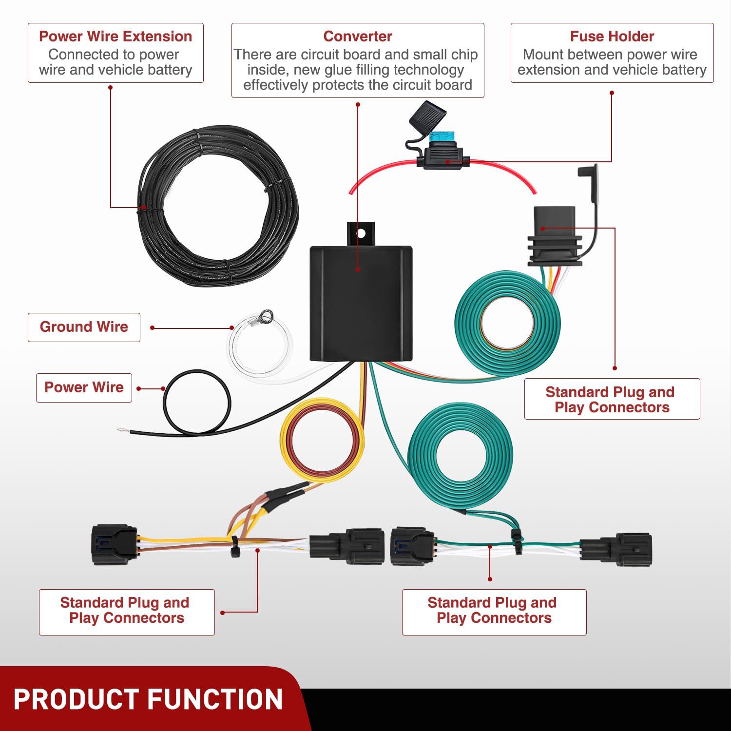 image:imageNilight 4 Pin Custom Trailer Wiring Harness Kit 56083 Compatible with Lexus 2010 2011 2012 2013 2014 2015 2016 2017 2018 2019 2020 2021 2022 2023 RX350 RX450h RX350L RX350hL Tow Package RequiredKia Telluride 20232025
