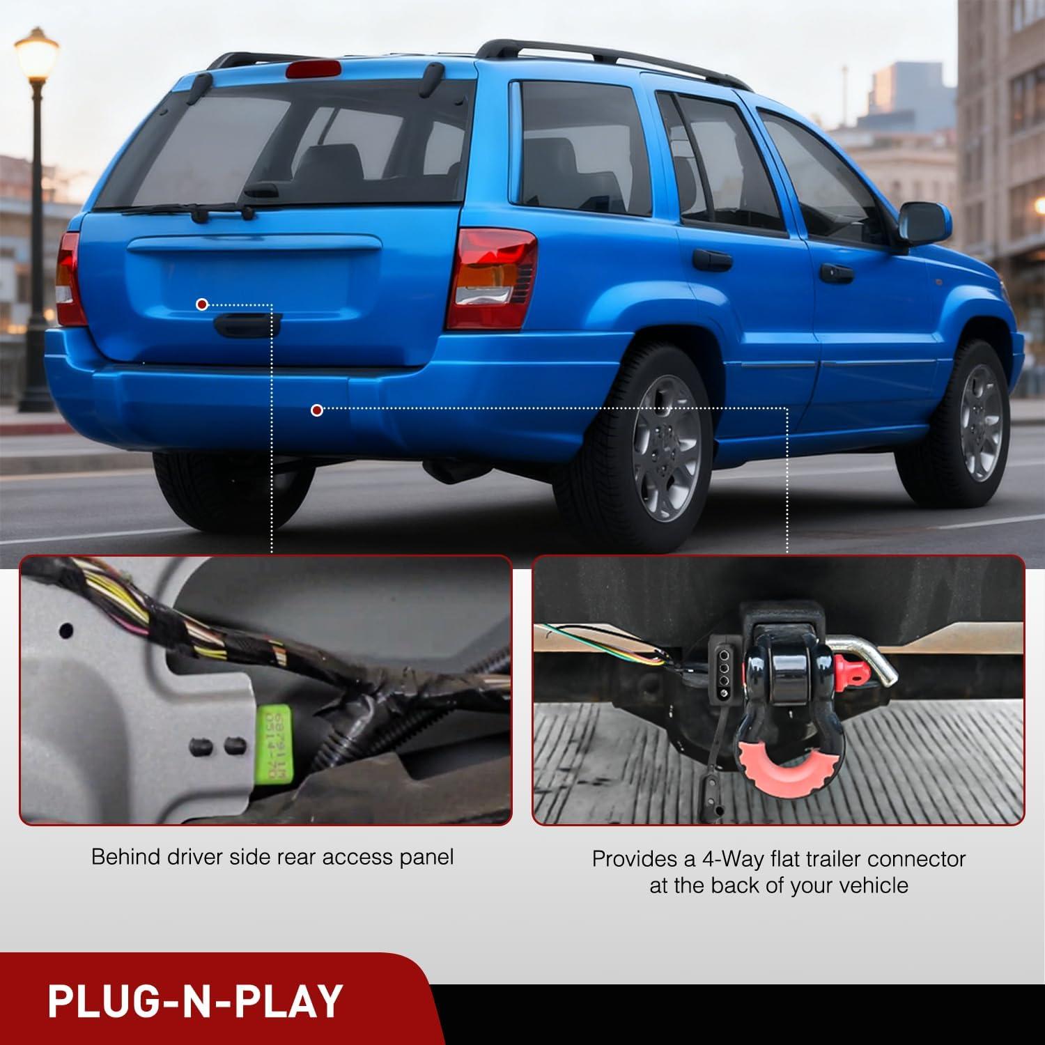 image:imageNilight 4 Pin Trailer Wiring Harness Kit 56009 Vehicle Standard 4 Way Connector Custom for 2007 2008 2009 2010 2011 2012 2013 Jeep Grand Cherokee Simple Fit Tow Hitch Harness19992004 Jeep Cherokee