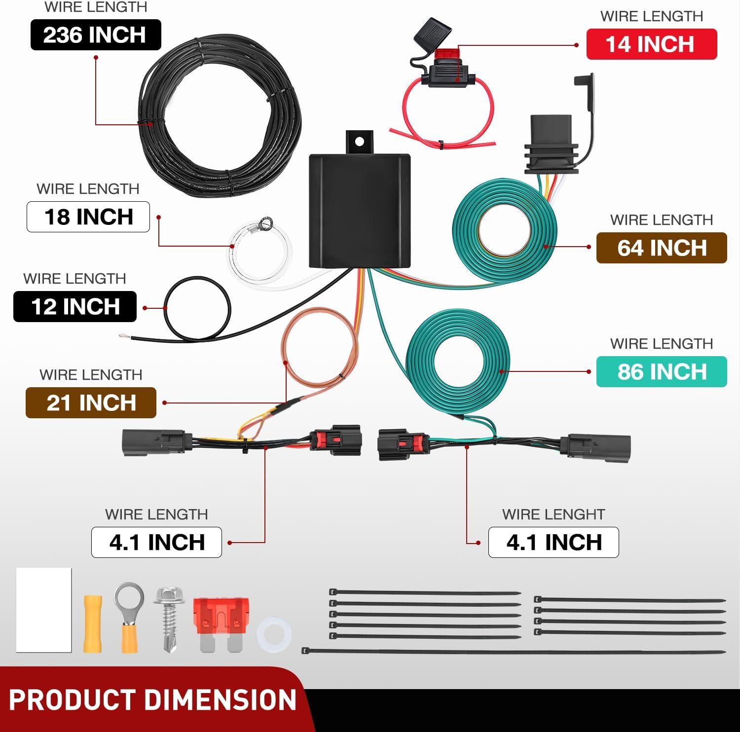 image:imageNilight 4 Pin Trailer Wiring Harness Kit 56120 Vehicle Connect Plug OEM Compatible Custom for 2011 2012 2013 2014 Ford Edge Limited SE SEL Sport Simple Fit Tow Hitch Accessories