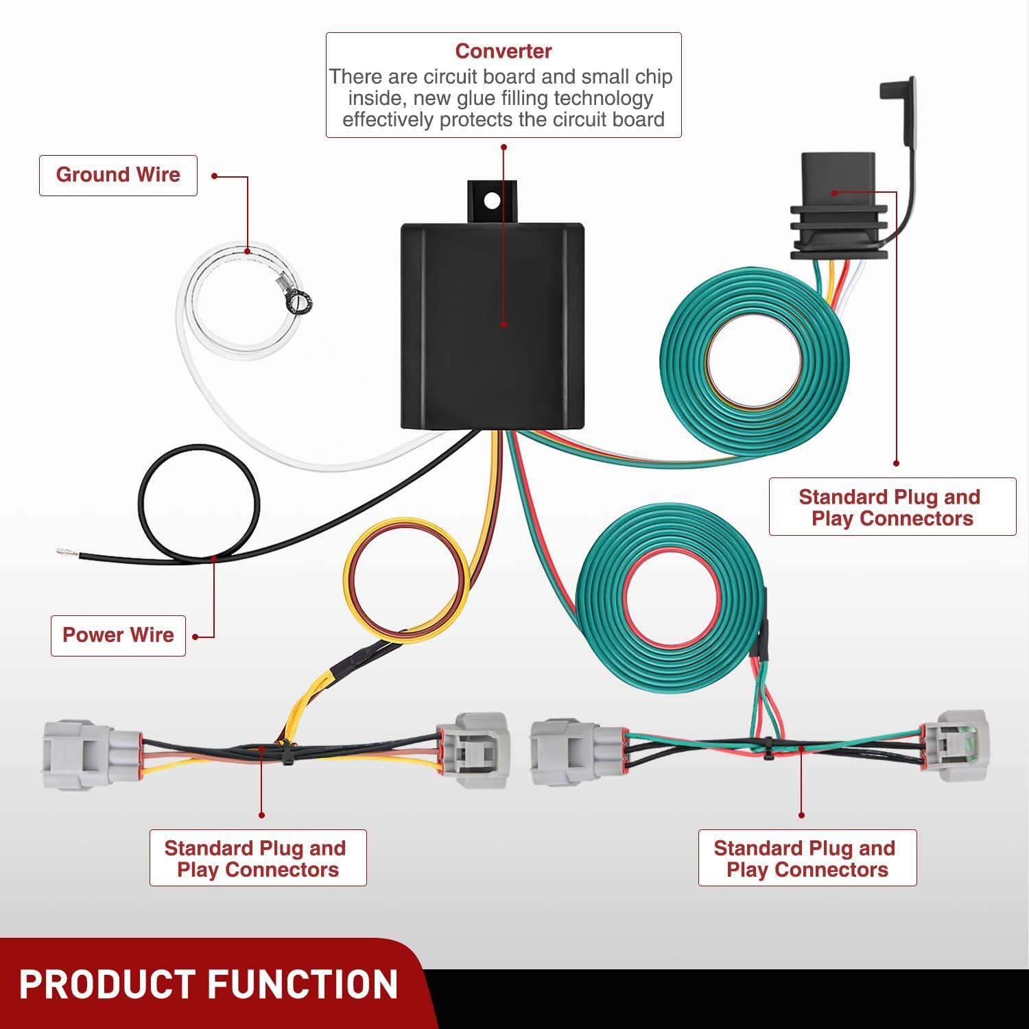 image:imageNilight 4 Pin Trailer Wiring Harness Kit 56217 Compatible with Lexus RX350 RX350L 2008 2009 2010 2011 2012 2013 2014 2015 2016 2017 2018 2019 2020 2021 Toyota Highlander Simple Fit Tow HitchToyota Tacoma 2005201519931998 T100
