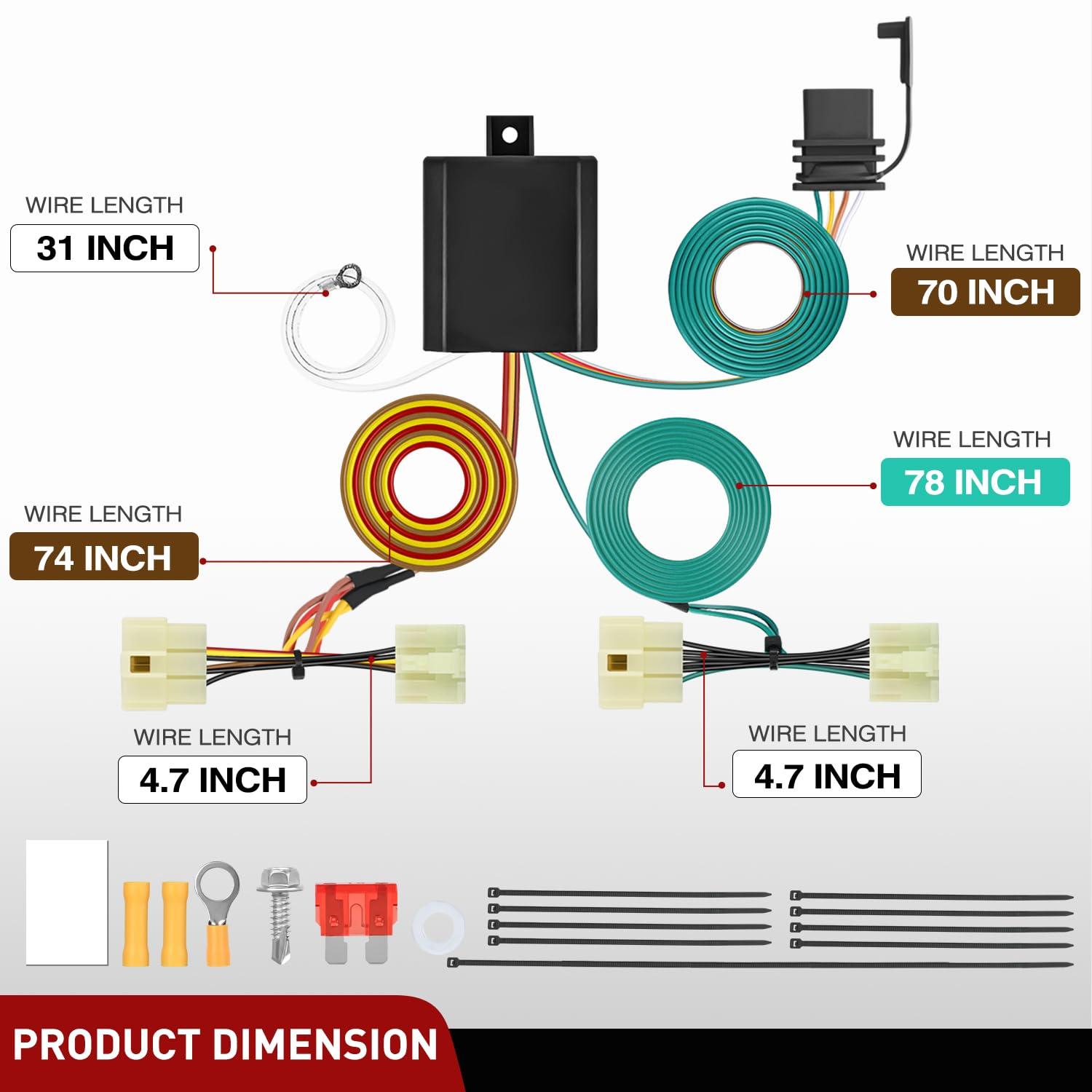 image:imageNilight 4 Pin Trailer Wiring Harness Kit 56217 Compatible with Lexus RX350 RX350L 2008 2009 2010 2011 2012 2013 2014 2015 2016 2017 2018 2019 2020 2021 Toyota Highlander Simple Fit Tow HitchToyota Tacoma 19952004Toyota Pickup 19891995