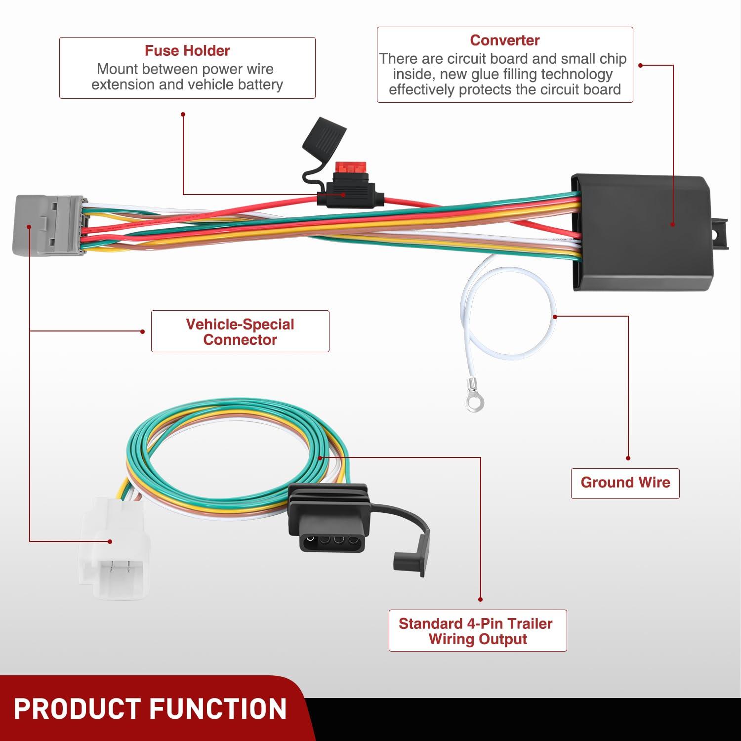 image:imageNilight 4 Pin Trailer Wiring Harness Kit 56217 Compatible with Lexus RX350 RX350L 2008 2009 2010 2011 2012 2013 2014 2015 2016 2017 2018 2019 2020 2021 Toyota Highlander Simple Fit Tow HitchToyota Hilander 20082019Lexus 20202021