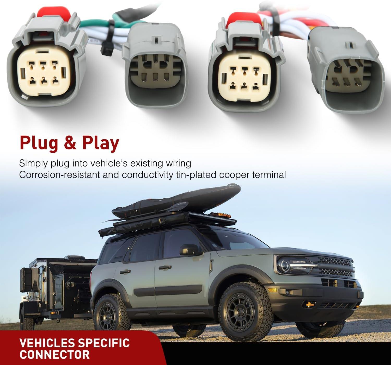 image:imageNilight 7 Pin Trailer Wiring Harness Kit 56413 Vehicle Standard 7 Way Connector Custom for 2015 2016 2017 2018 2019 2020 Ford F150 Simple Fit Tow Hitch HarnessFord Bronco Sport 20212024