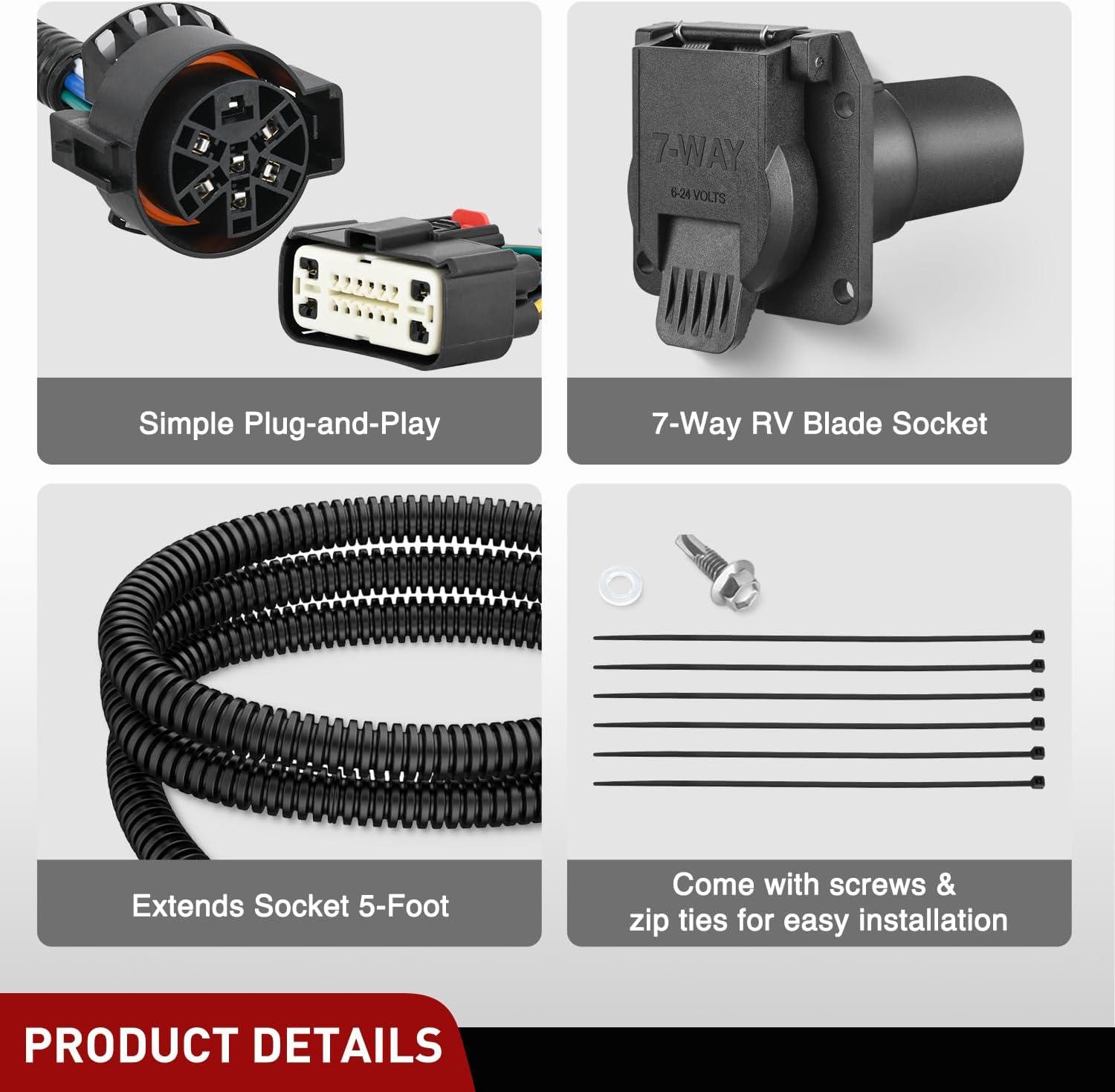 image:imageNilight 7 Pin Trailer Wiring Harness Kit 56413 Vehicle Standard 7 Way Connector Custom for 2015 2016 2017 2018 2019 2020 Ford F150 Simple Fit Tow Hitch HarnessFord F150 20152020