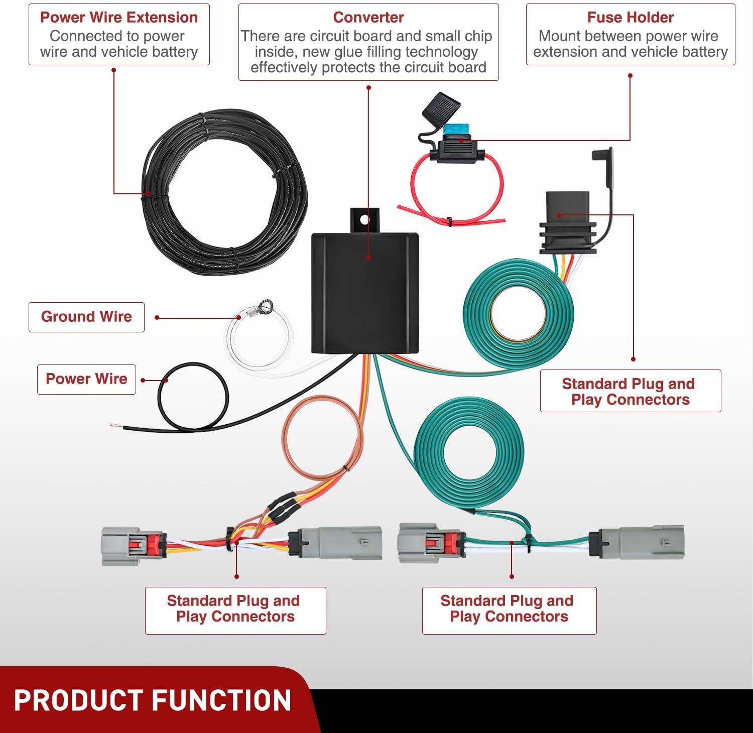 image:imageNilight 7 Pin Trailer Wiring Harness Kit 56413 Vehicle Standard 7 Way Connector Custom for 2015 2016 2017 2018 2019 2020 Ford F150 Simple Fit Tow Hitch HarnessFord Bronco Sport 20212024