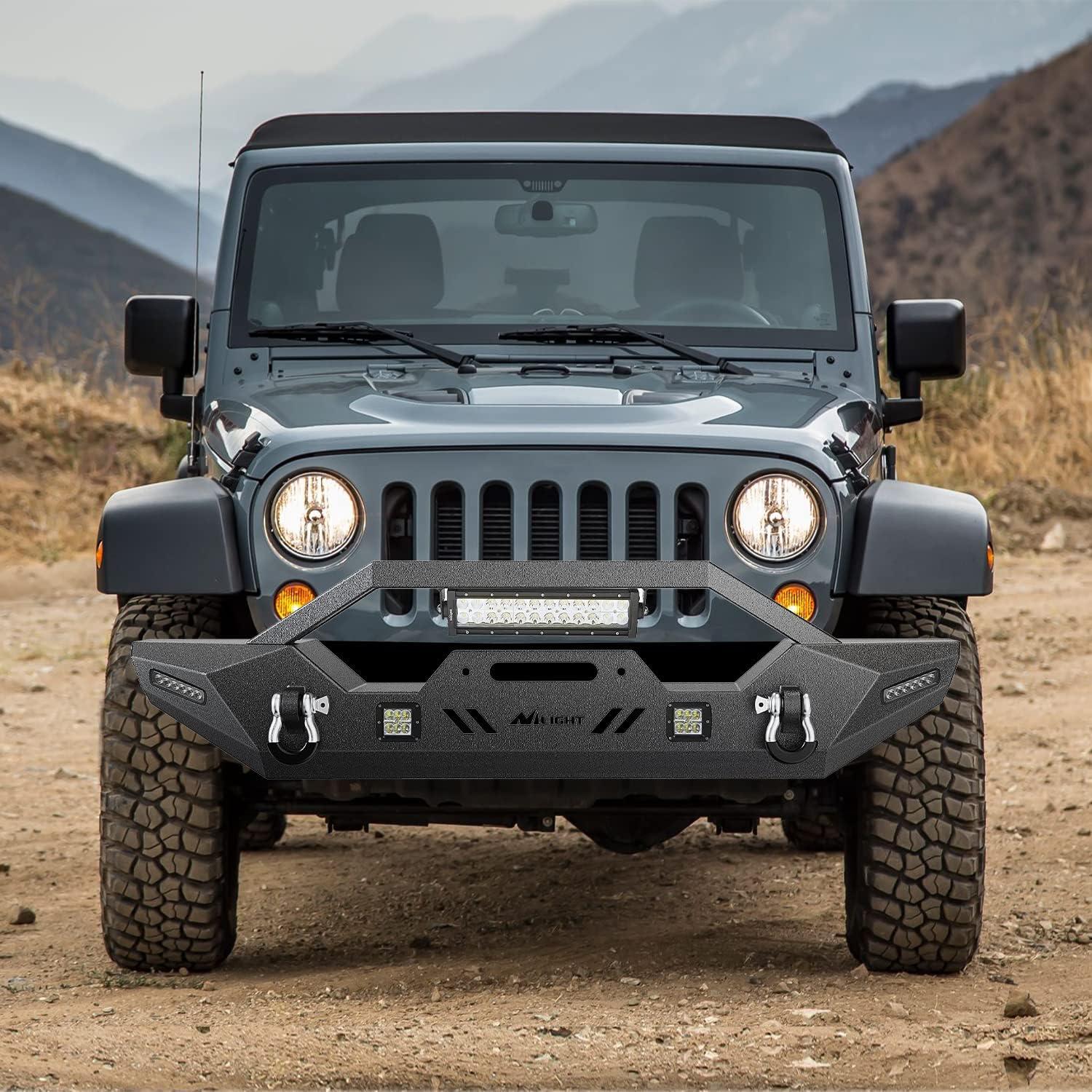 image:imageNilight Front Windshield Frame Cover Roof Sun Visor Cowl Body Armor with 4 x LED Lights Compatible with 20072018 Jeep Wrangler JK JKU Unlimited Windscreen Rack Protector StandJKJLJT Front Bumper wLights 20072025