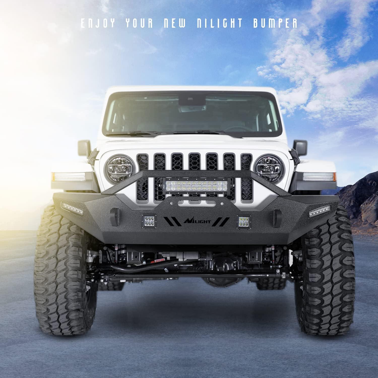 image:imageNilight Front Windshield Frame Cover Roof Sun Visor Cowl Body Armor with 4 x LED Lights Compatible with 20072018 Jeep Wrangler JK JKU Unlimited Windscreen Rack Protector StandJKJLJT Front Bumper wLights 20072025