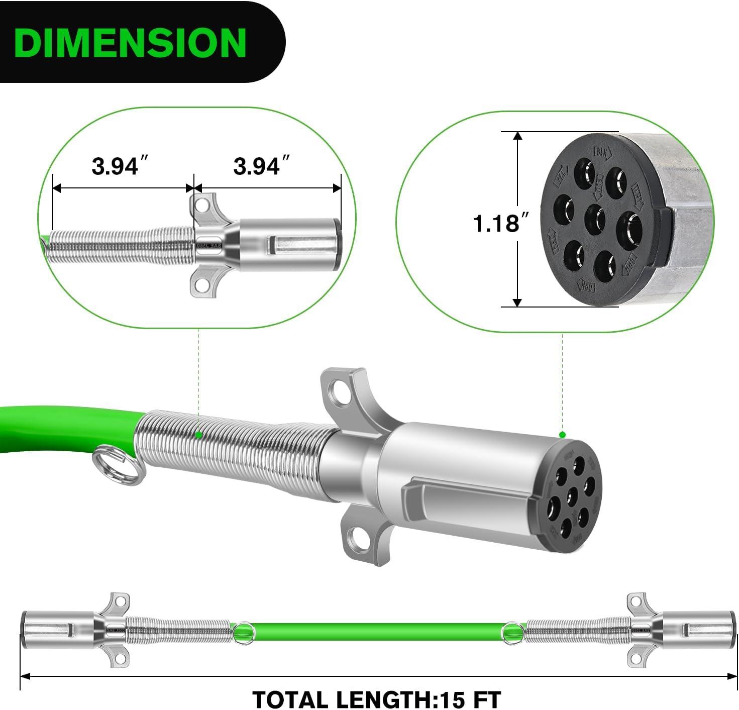image:imageNilight Glad Hands Grips Set with Seals Heavy Duty Gladhand Extension Handles Kit Emergency amp Service Brake Air Hose Coupling Connectors for Semi Truck Trailer Brake System 1 Pair15FT Green ABS Cable