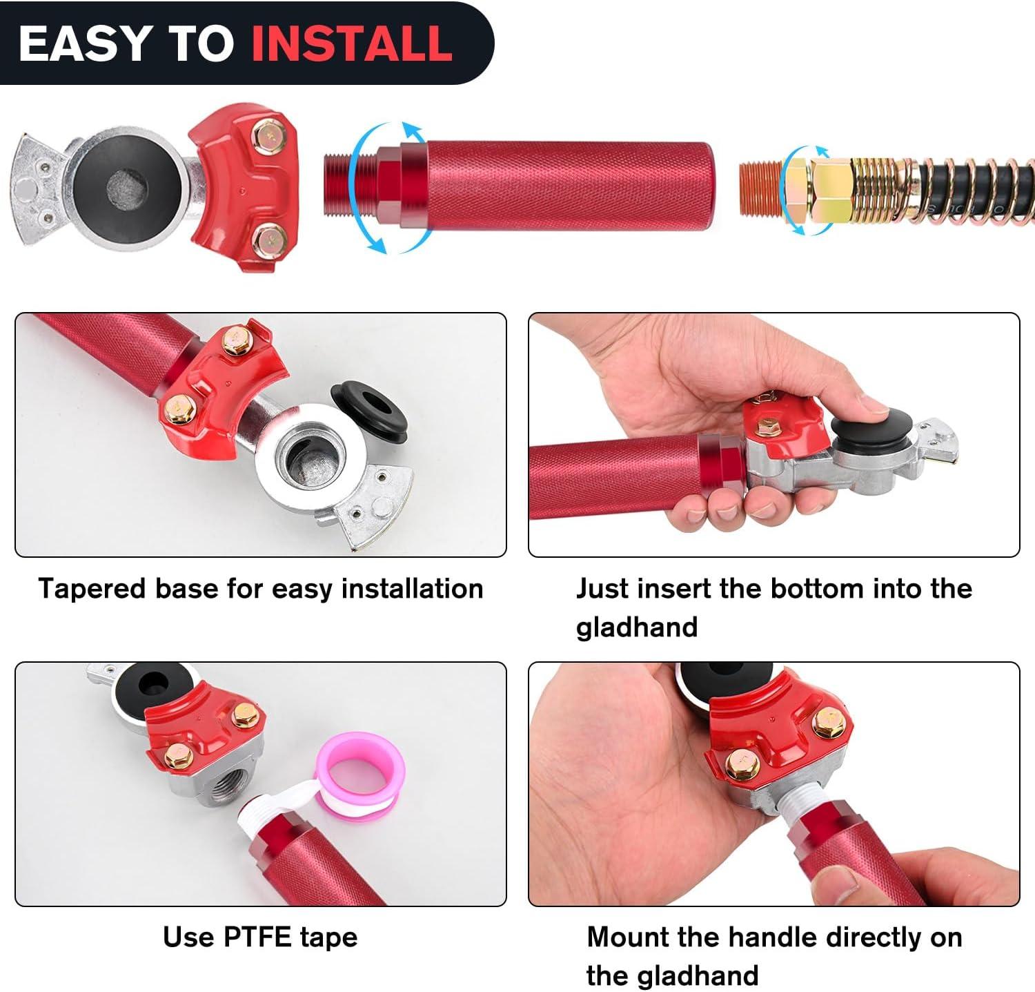 image:imageNilight Glad Hands Grips Set with Seals Heavy Duty Gladhand Extension Handles Kit Emergency amp Service Brake Air Hose Coupling Connectors for Semi Truck Trailer Brake System 1 PairGlad Hand Kit with Seals