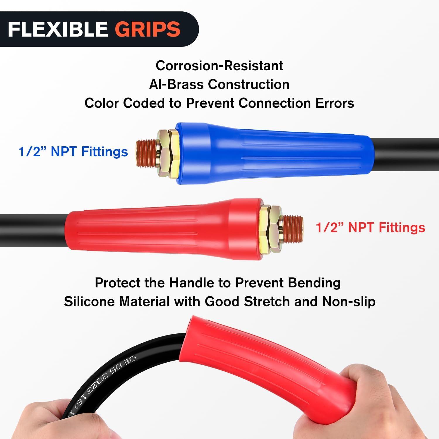 image:imageNilight Glad Hands Grips Set with Seals Heavy Duty Gladhand Extension Handles Kit Emergency amp Service Brake Air Hose Coupling Connectors for Semi Truck Trailer Brake System 1 Pair12FT Air Brake Hose