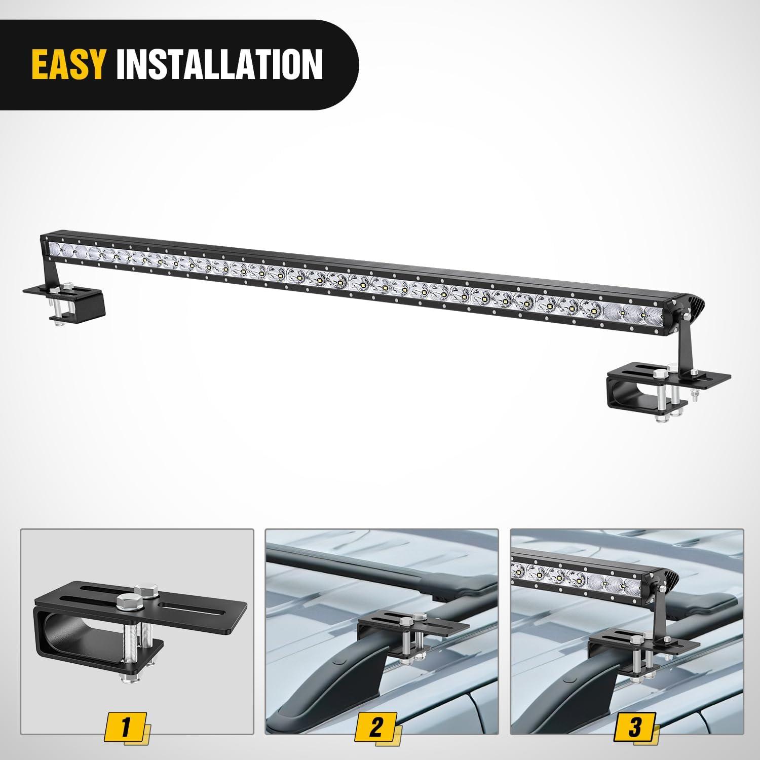 image:imageNilight LED Light Bar Bracket NonSlip Light Clip Mounting Brackets for SUV OffRoad Vehicles with Luggage Racks Black