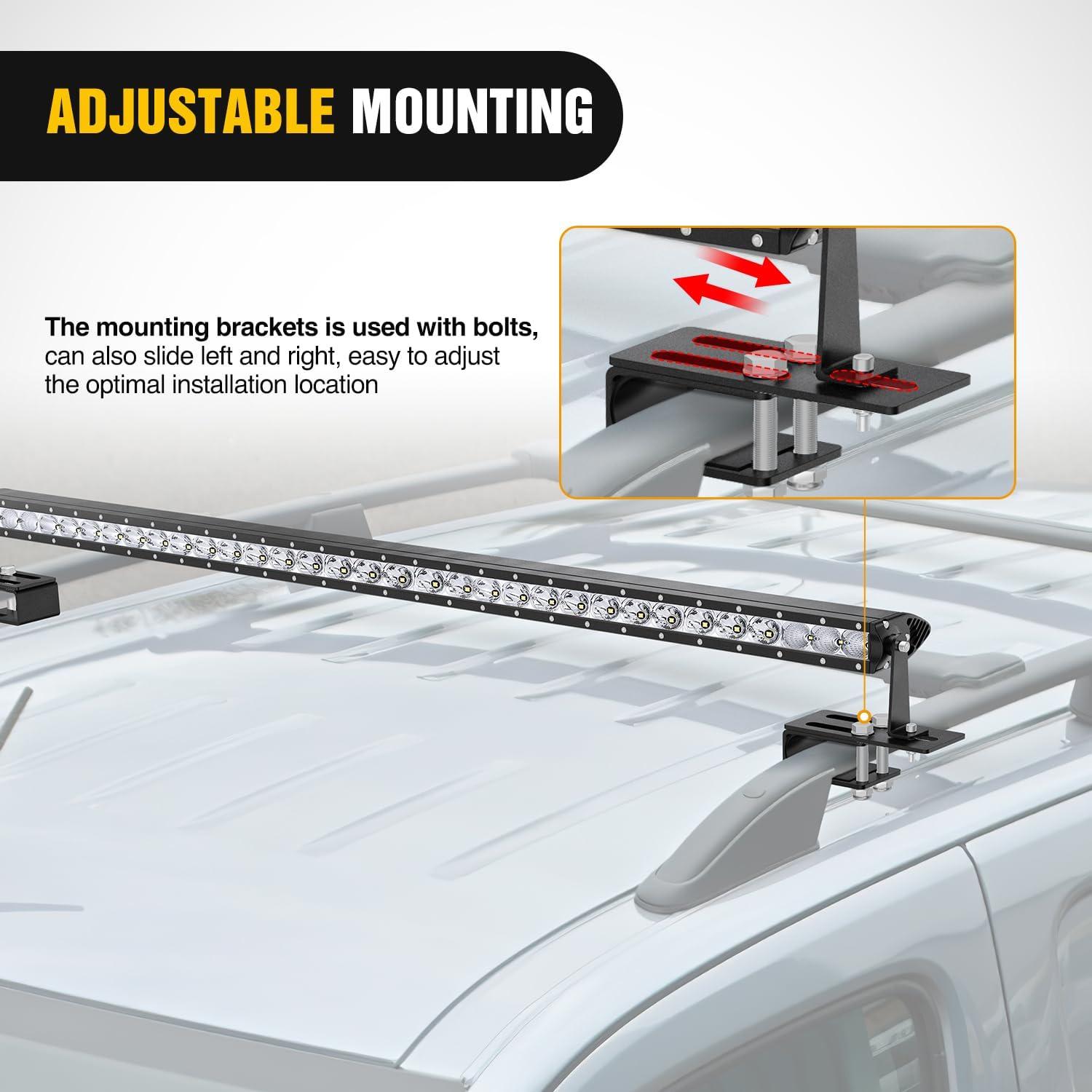 image:imageNilight LED Light Bar Bracket NonSlip Light Clip Mounting Brackets for SUV OffRoad Vehicles with Luggage Racks Black