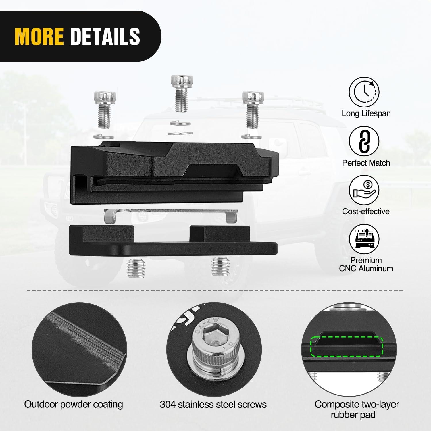 image:imageNilight LED Light Bar Mounting Bracket 2PCS Universal Adjustable Pillar Hood Work Lamp Mount Clamp Holder for OffRoad Truck SUV Black2Black
