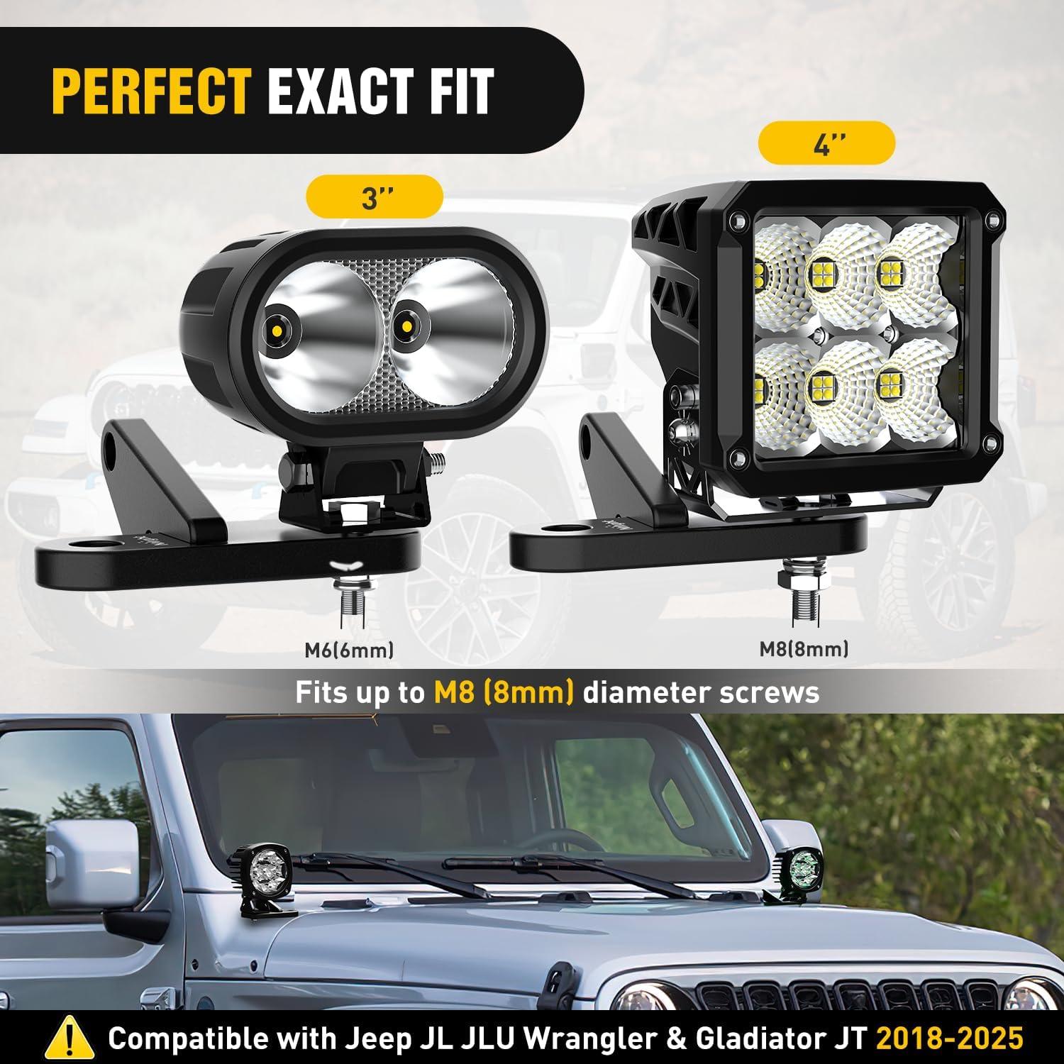 image:imageNilight Light Mounting Bracket Hood Cowl Mount Brackets for Front APillar Auxiliary Offroad LED Work Pods Lights on Jeep Wrangler JL JLU Gladiator JT 2018 2019 2020 2021 2022 2023 2024 2025 RedBlack for JL JLU JT 20182025