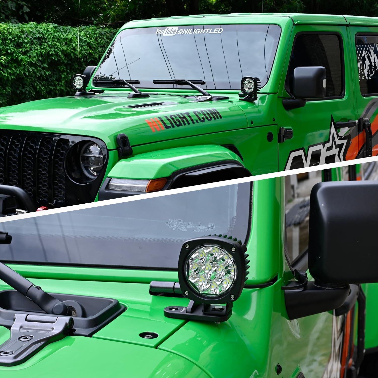 image:imageNilight Light Mounting Bracket Hood Cowl Mount Brackets for Front APillar Auxiliary Offroad LED Work Pods Lights on Jeep Wrangler JL JLU Gladiator JT 2018 2019 2020 2021 2022 2023 2024 2025 RedBlack for JL JLU JT 20182025