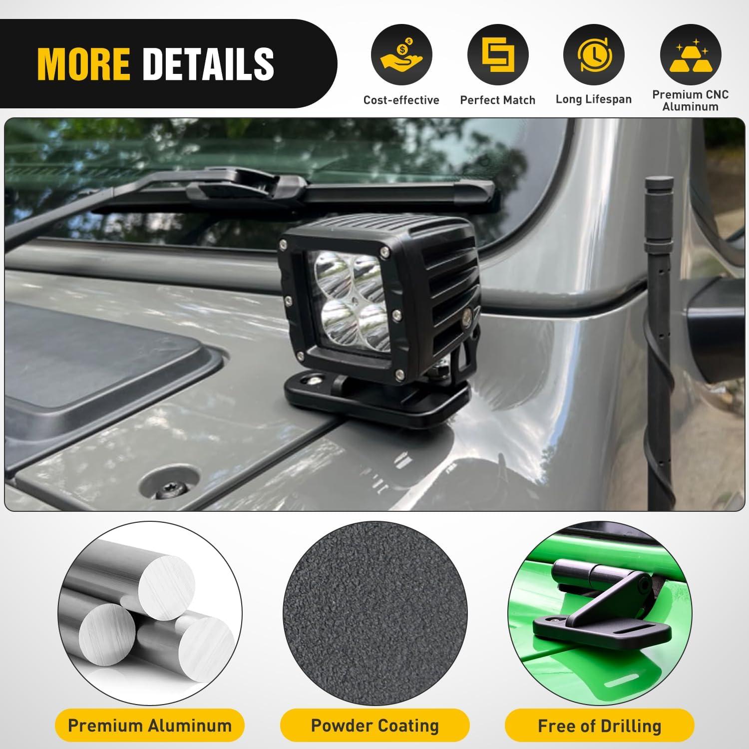 image:imageNilight Light Mounting Bracket Hood Cowl Mount Brackets for Front APillar Auxiliary Offroad LED Work Pods Lights on Jeep Wrangler JL JLU Gladiator JT 2018 2019 2020 2021 2022 2023 2024 2025 RedBlack for JL JLU JT 20182025