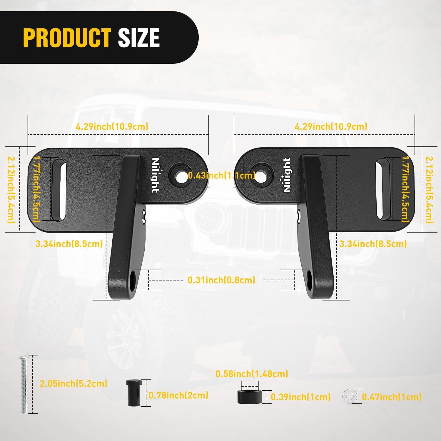 image:imageNilight Light Mounting Bracket Hood Cowl Mount Brackets for Front APillar Auxiliary Offroad LED Work Pods Lights on Jeep Wrangler JL JLU Gladiator JT 2018 2019 2020 2021 2022 2023 2024 2025 RedBlack for JL JLU JT 20182025