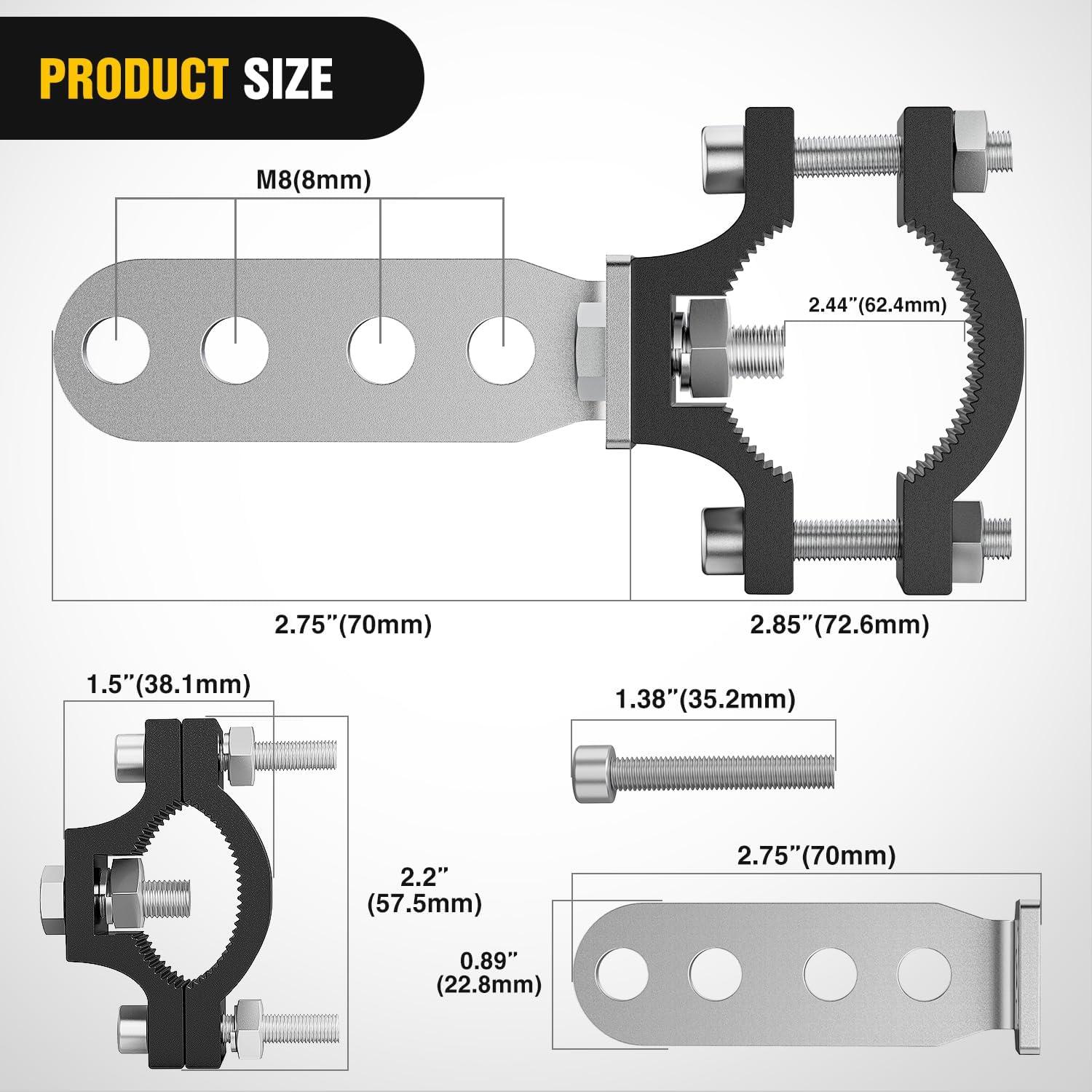 image:imageNilight Motorcycle Light Bar Tube Clamp Bracket Fit from 07 to 2Inch Round Tubes Mounting Brackets Offroad LED Light Pods Front Fork Lights Roof Rack Bumper ATV UTV0712 bar tube clamp