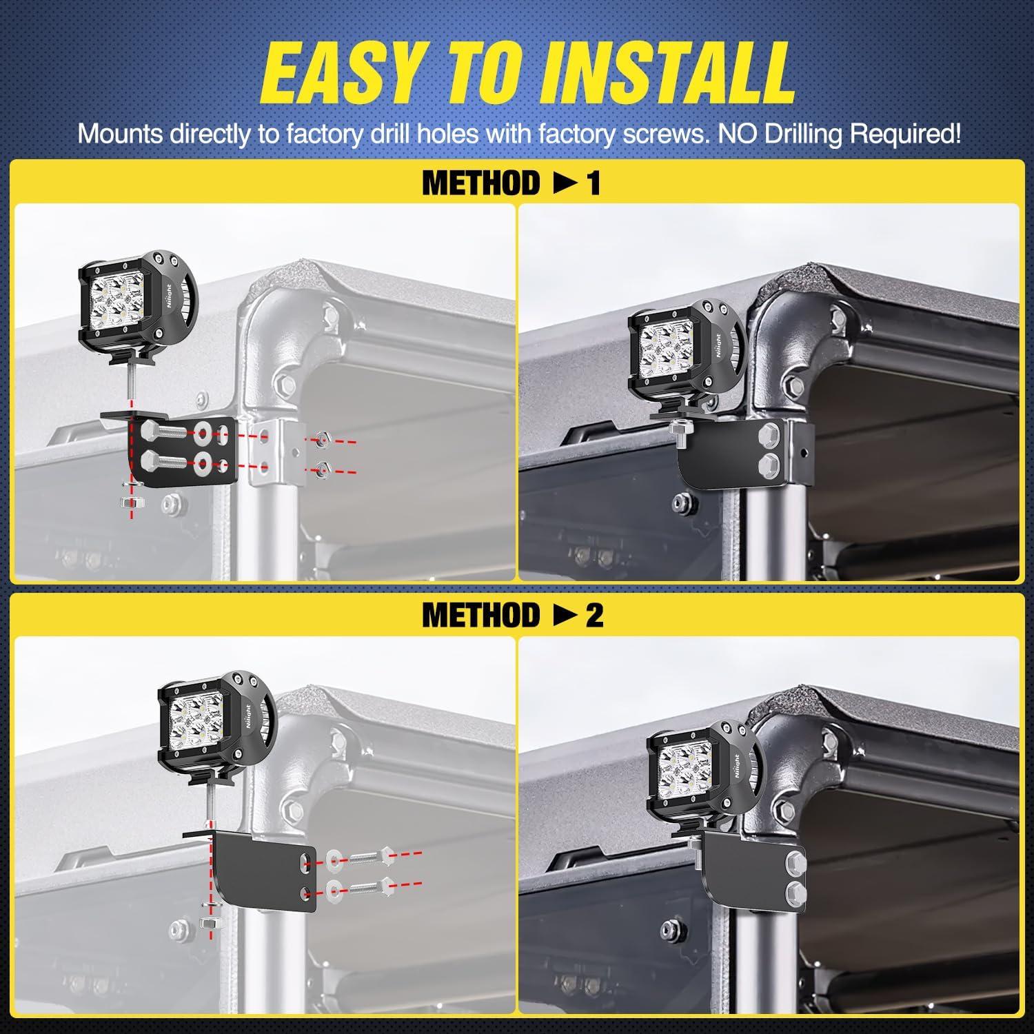 image:imageNilight Rear Roof Backup Light Bar Brackets Reverse LED Lights Pod Mounting Bracket for Polaris Profit Cage Compatible with 20132024 Ranger Full Size 570 800 900 1000 XP Crew 900 1000