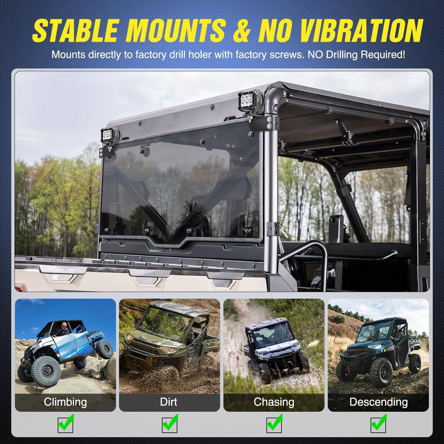 image:imageNilight Rear Roof Backup Light Bar Brackets Reverse LED Lights Pod Mounting Bracket for Polaris Profit Cage Compatible with 20132024 Ranger Full Size 570 800 900 1000 XP Crew 900 1000