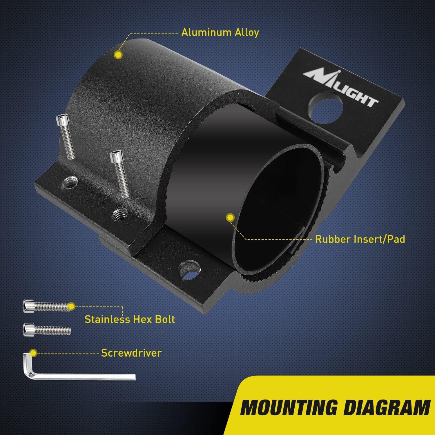 image:imageNilight Tube Clamp Bracket Fit 287 to 32 Inch Round Bull Bar Crash Bar Guard Roof Rack Roll Cage Bumper for Offroad LED Light Work Driving Whip Lights Mounts on Truck ATV UTVFit 287 to 32 tubes