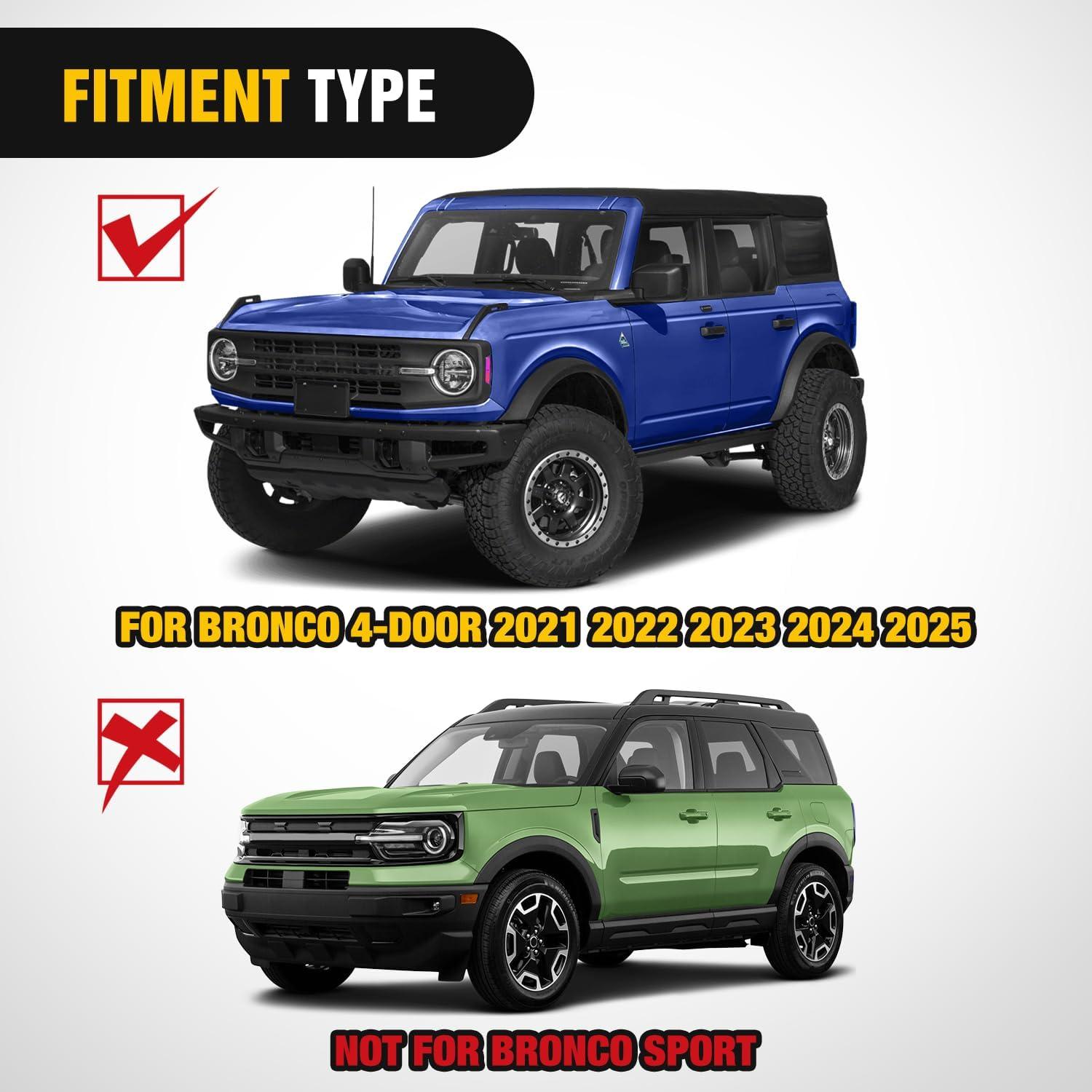 image:imageNilight Windshield Frame Cover Light Bracket for 2021 2022 2023 2024 2025 2026 New Ford Bronco 24 Door Accessories Roof Sun Visor Cowl Body Armor with 4 x LED Lights BlackTube Doors 4pcs