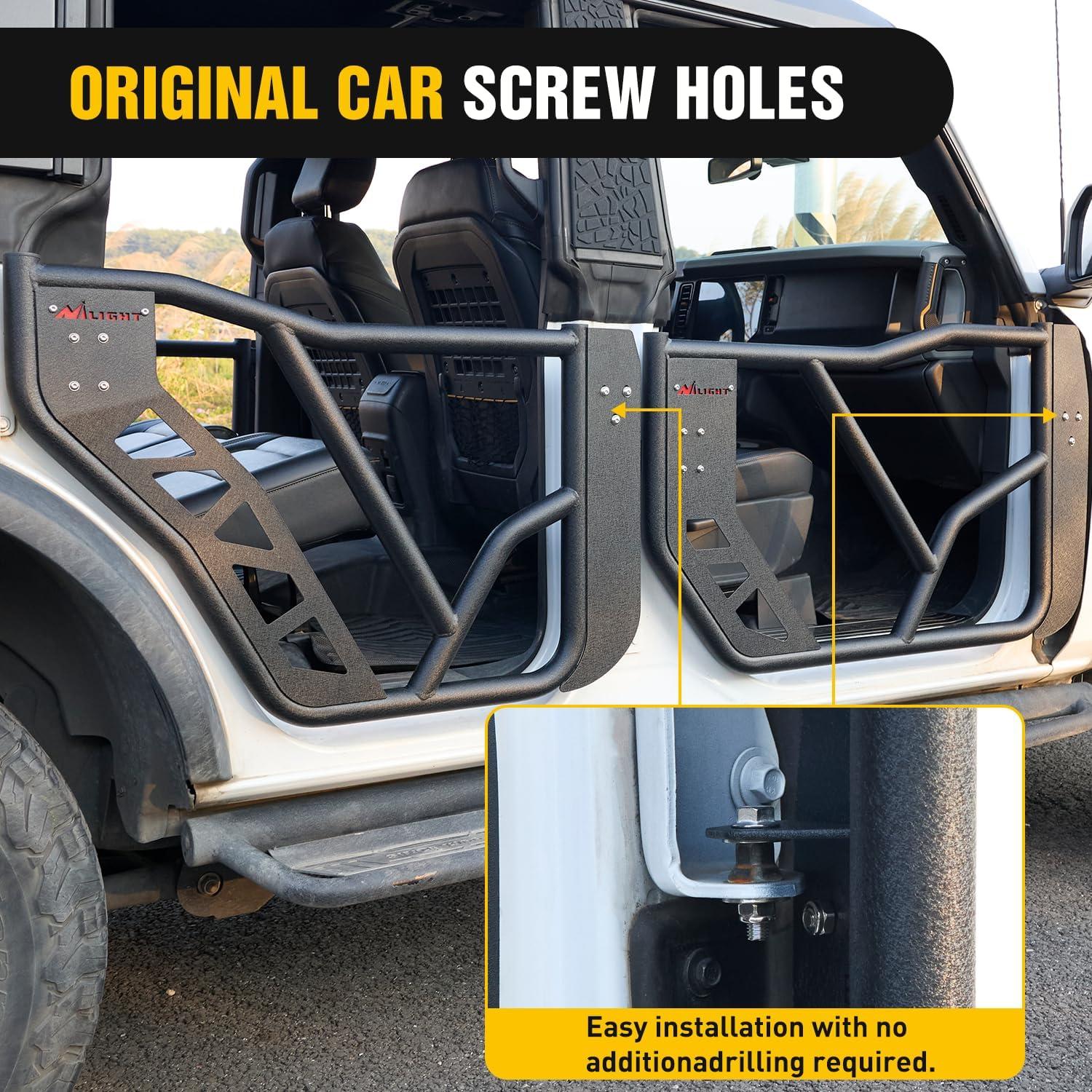 image:imageNilight Windshield Frame Cover Light Bracket for 2021 2022 2023 2024 2025 2026 New Ford Bronco 24 Door Accessories Roof Sun Visor Cowl Body Armor with 4 x LED Lights BlackTube Doors 4pcs