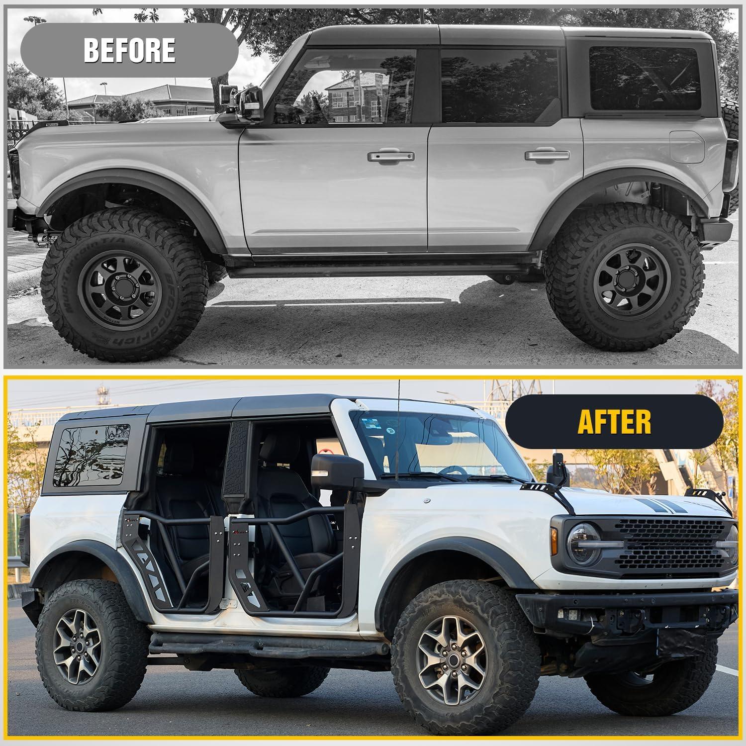 image:imageNilight Windshield Frame Cover Light Bracket for 2021 2022 2023 2024 2025 2026 New Ford Bronco 24 Door Accessories Roof Sun Visor Cowl Body Armor with 4 x LED Lights BlackTube Doors 4pcs
