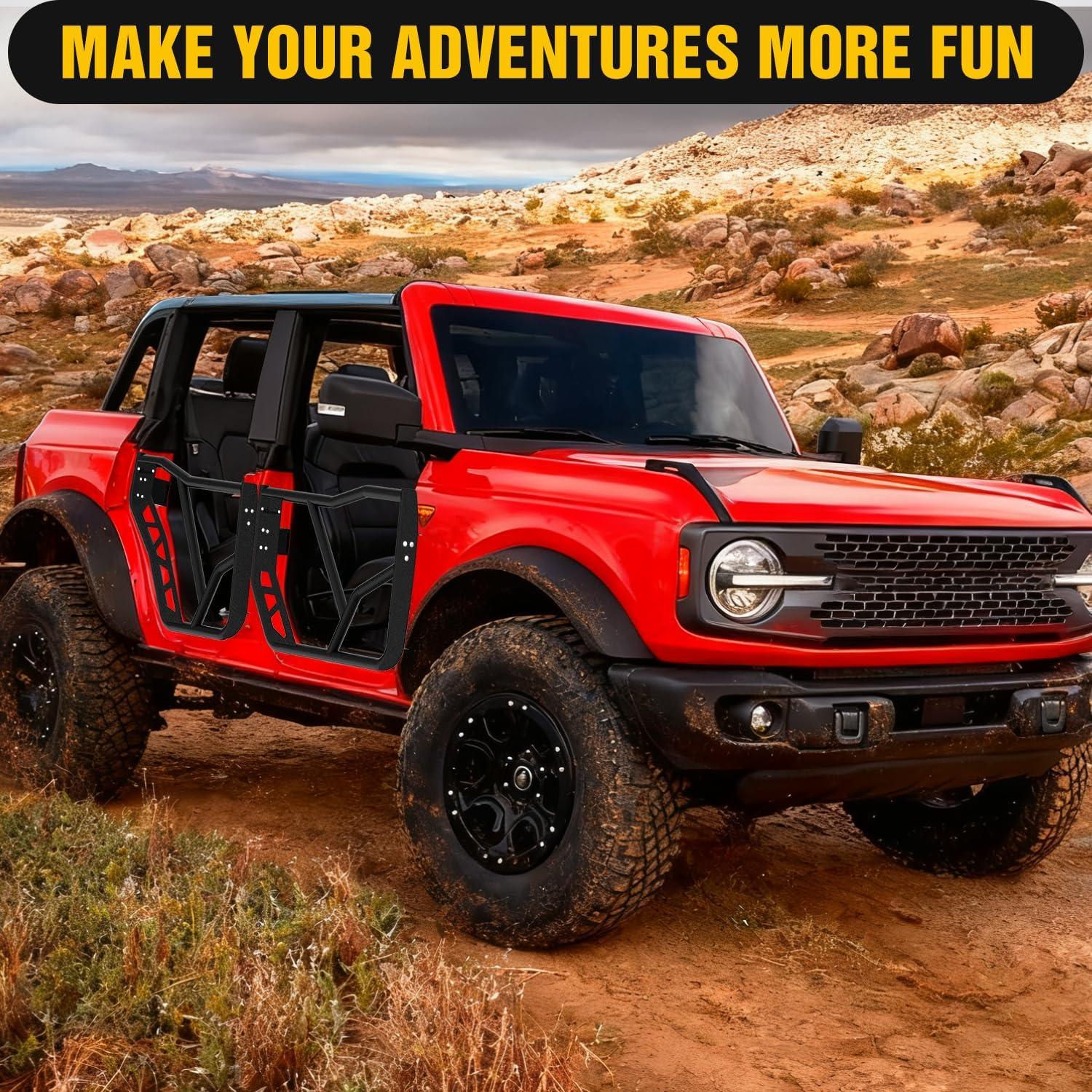 image:imageNilight Windshield Frame Cover Light Bracket for 2021 2022 2023 2024 2025 2026 New Ford Bronco 24 Door Accessories Roof Sun Visor Cowl Body Armor with 4 x LED Lights BlackTube Doors 4pcs