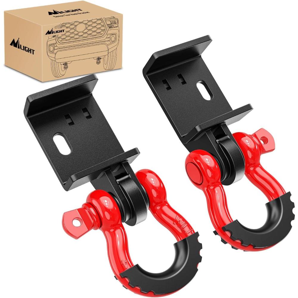 image:imageNilight 2Pcs BoltOn Tow Hooks with Spring Clip 10000LBS 2Pcs Black Forged Recovery Tow Hooks Compatible with Jeep Ford Dodge Chevy GMC Toyota Pickup TruckToyota Tacoma DRing Shackle