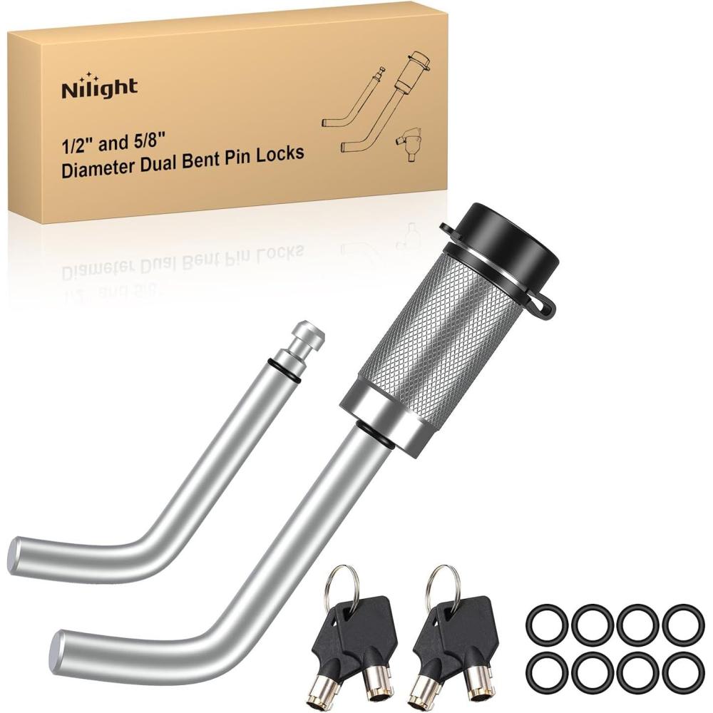 image:imageNilight 2Pcs BoltOn Tow Hooks with Spring Clip 10000LBS 2Pcs Black Forged Recovery Tow Hooks Compatible with Jeep Ford Dodge Chevy GMC Toyota Pickup TruckHitch Lock Pin 12 58 Silver