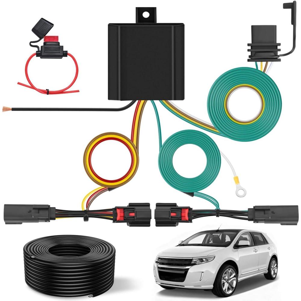 image:imageNilight 4 Pin Trailer Wiring Harness Kit 56120 Vehicle Connect Plug OEM Compatible Custom for 2011 2012 2013 2014 Ford Edge Limited SE SEL Sport Simple Fit Tow Hitch Accessories