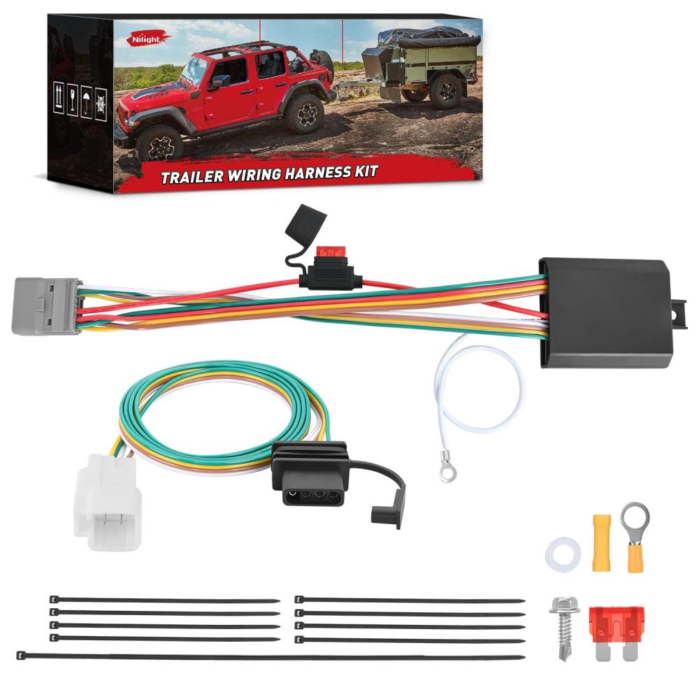 image:imageNilight 4 Pin Trailer Wiring Harness Kit 56217 Compatible with Lexus RX350 RX350L 2008 2009 2010 2011 2012 2013 2014 2015 2016 2017 2018 2019 2020 2021 Toyota Highlander Simple Fit Tow HitchToyota Hilander 20082019Lexus 20202021