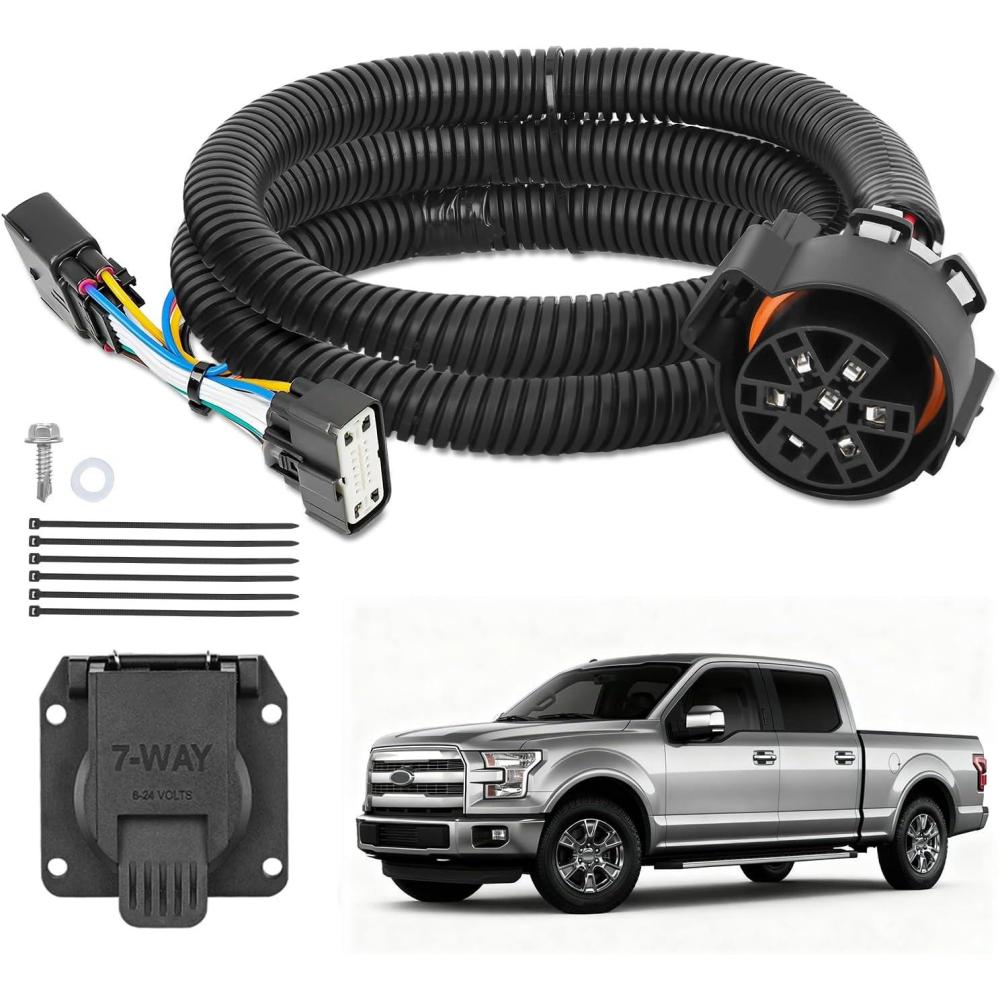 image:imageNilight 7 Pin Trailer Wiring Harness Kit 56413 Vehicle Standard 7 Way Connector Custom for 2015 2016 2017 2018 2019 2020 Ford F150 Simple Fit Tow Hitch HarnessFord F150 20152020