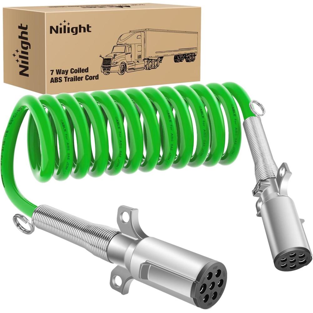 image:imageNilight Glad Hands Grips Set with Seals Heavy Duty Gladhand Extension Handles Kit Emergency amp Service Brake Air Hose Coupling Connectors for Semi Truck Trailer Brake System 1 Pair15FT Green ABS Cable