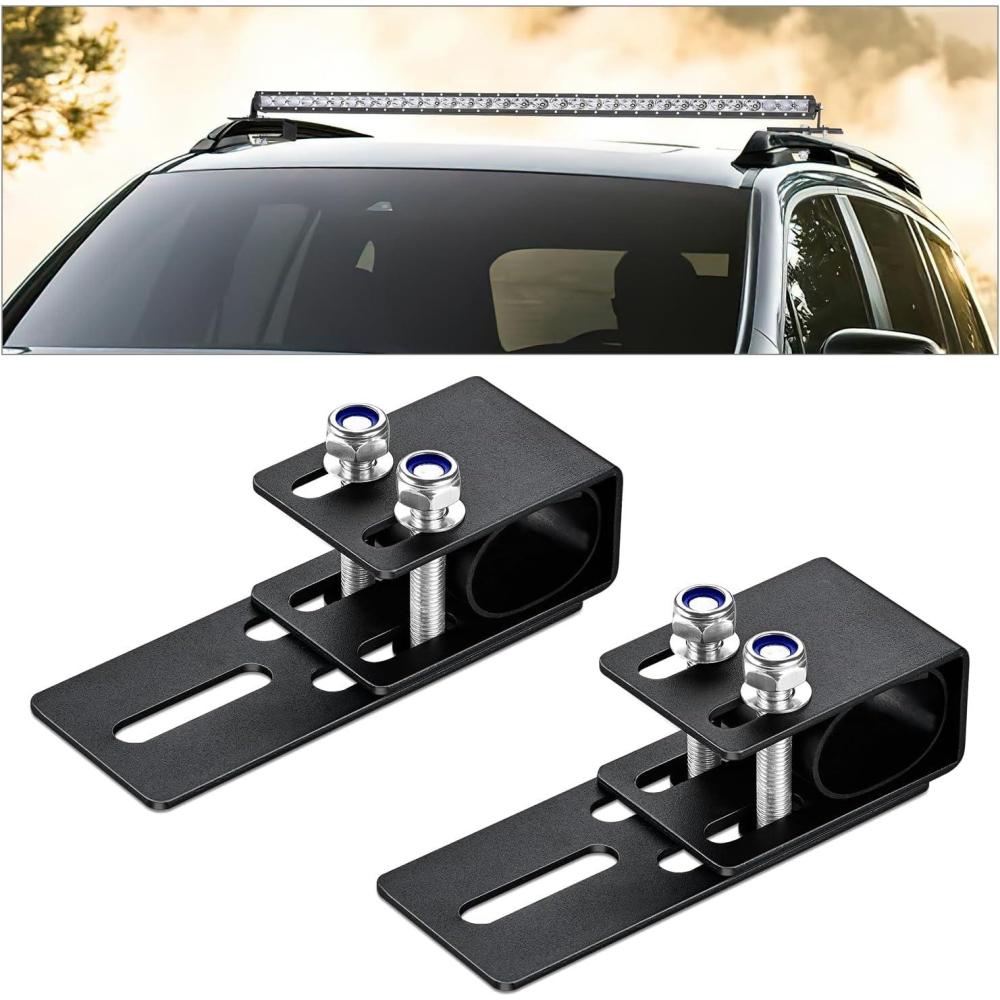 image:imageNilight LED Light Bar Bracket NonSlip Light Clip Mounting Brackets for SUV OffRoad Vehicles with Luggage Racks Black