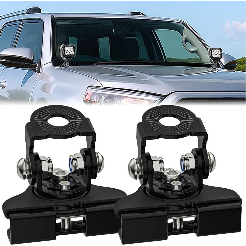 image:imageNilight LED Light Bar Mounting Bracket 2PCS Universal Adjustable Pillar Hood Work Lamp Mount Clamp Holder for OffRoad Truck SUV Black2BlackAdjustable