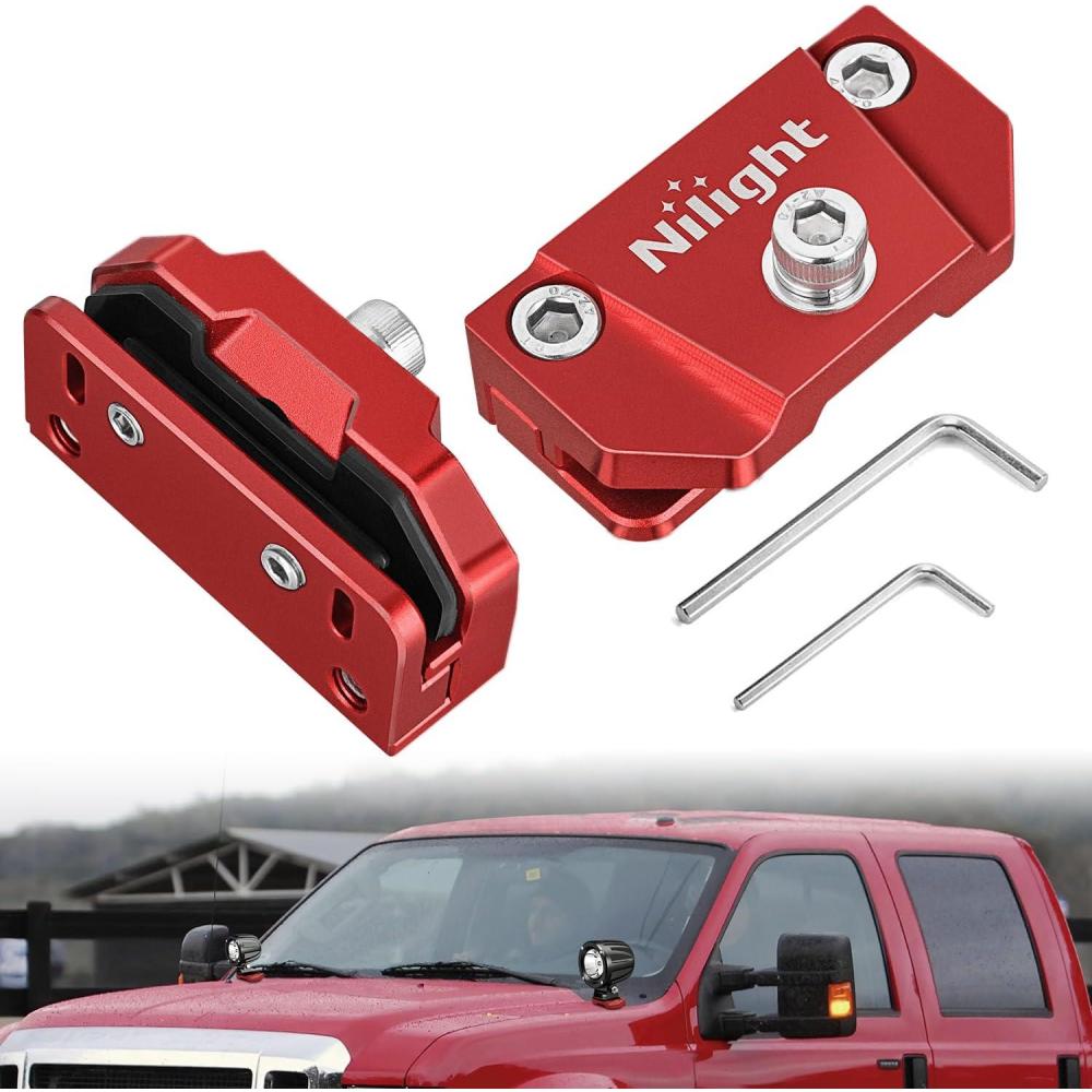 image:imageNilight LED Light Bar Mounting Bracket 2PCS Universal Adjustable Pillar Hood Work Lamp Mount Clamp Holder for OffRoad Truck SUV Black2Red