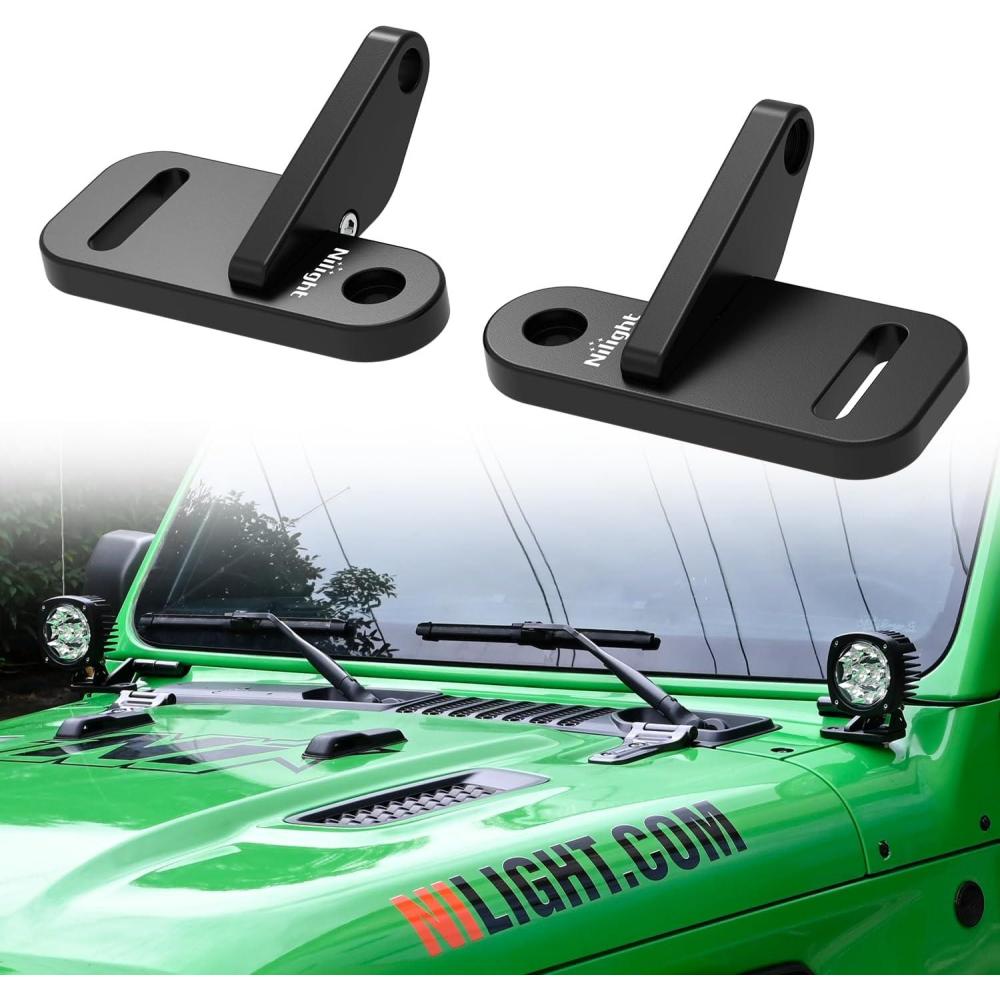 image:imageNilight Light Mounting Bracket Hood Cowl Mount Brackets for Front APillar Auxiliary Offroad LED Work Pods Lights on Jeep Wrangler JL JLU Gladiator JT 2018 2019 2020 2021 2022 2023 2024 2025 RedBlack for JL JLU JT 20182025