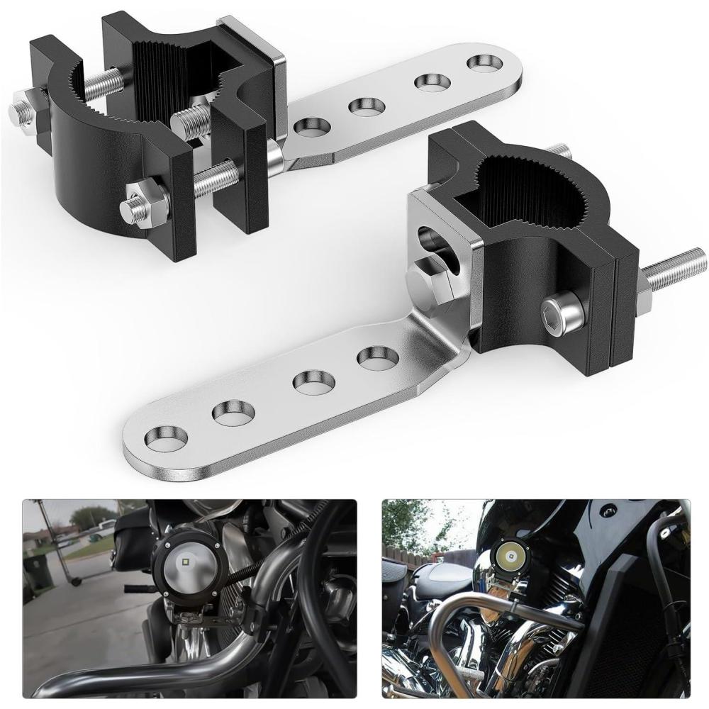 image:imageNilight Motorcycle Light Bar Tube Clamp Bracket Fit from 07 to 2Inch Round Tubes Mounting Brackets Offroad LED Light Pods Front Fork Lights Roof Rack Bumper ATV UTV0712 bar tube clamp