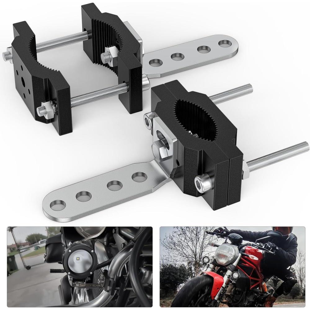 image:imageNilight Motorcycle Light Bar Tube Clamp Bracket Fit from 07 to 2Inch Round Tubes Mounting Brackets Offroad LED Light Pods Front Fork Lights Roof Rack Bumper ATV UTV072 bar tube clamp