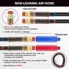Nilight 12 FT Air Line Hose Assembly Rubber with 1/2″ NPT Swivel Fitting Straight Heavy Duty Power Hoses Set Spring Guard Grips DOT Fittings for Semi Truck Trailer Tractor(15FT Air Lines with Glad Hands & Grips)