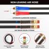 Nilight 12 FT Air Line Hose Assembly Rubber with 1/2″ NPT Swivel Fitting Straight Heavy Duty Power Hoses Set Spring Guard Grips DOT Fittings for Semi Truck Trailer Tractor(15FT Air Lines)